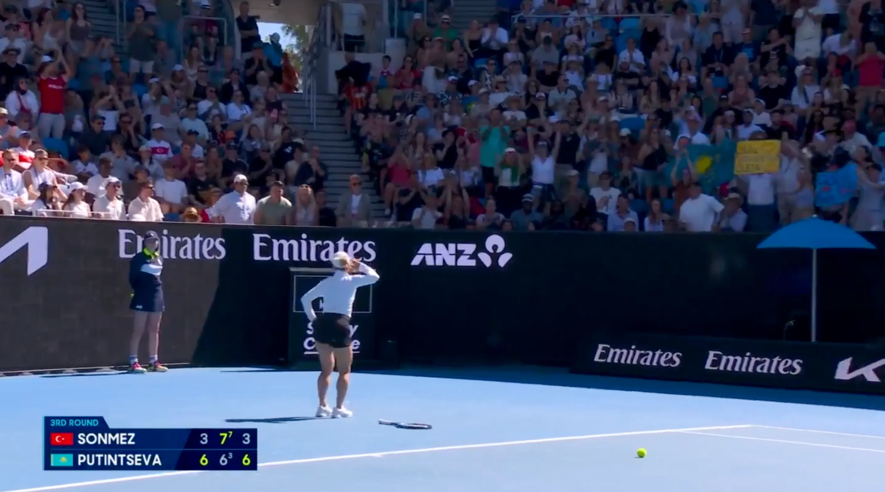 Putintseva cups ear to crowd