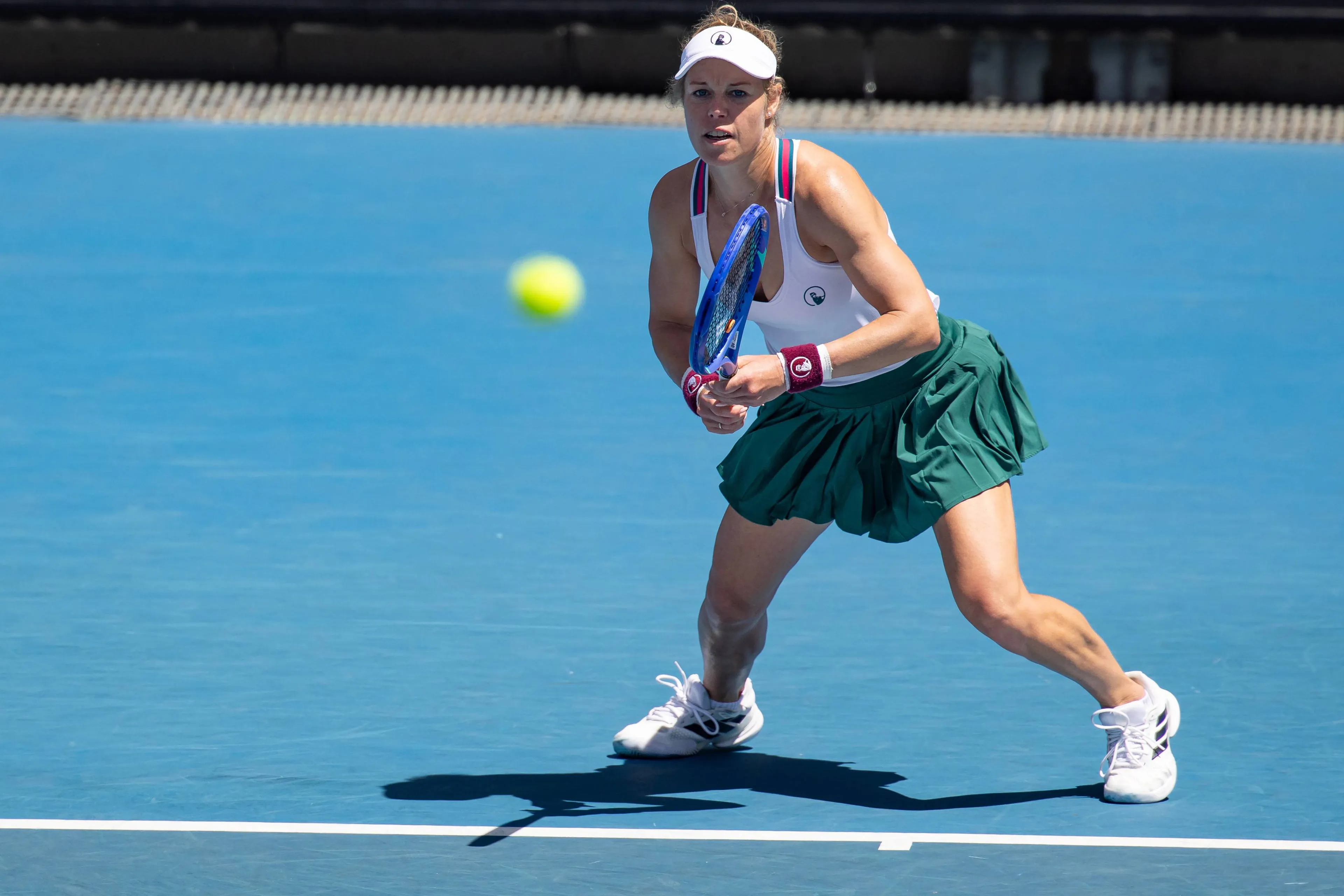 Laura Siegemund returns during Australian Open.