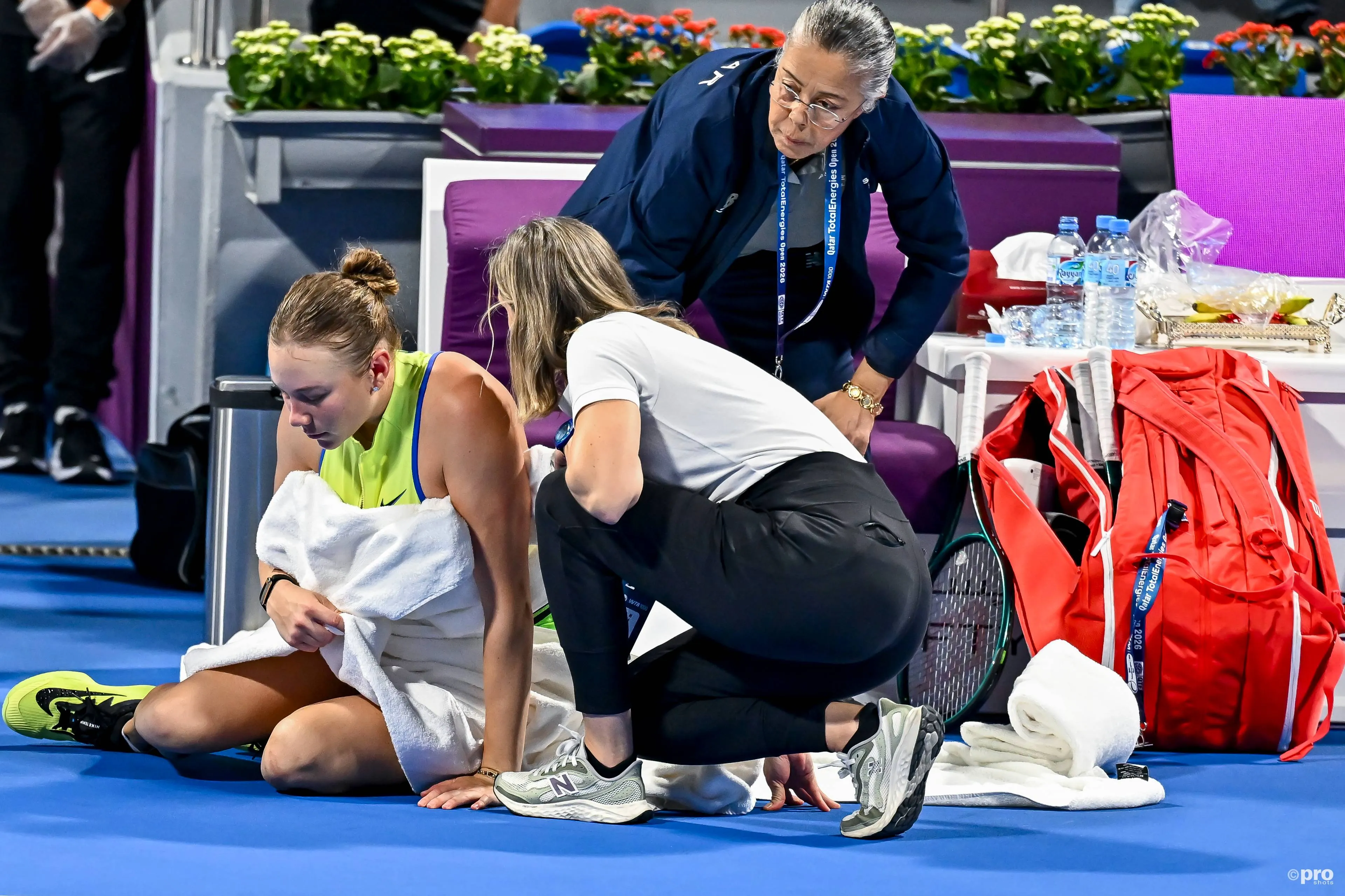 Anisimova tended to by medics.