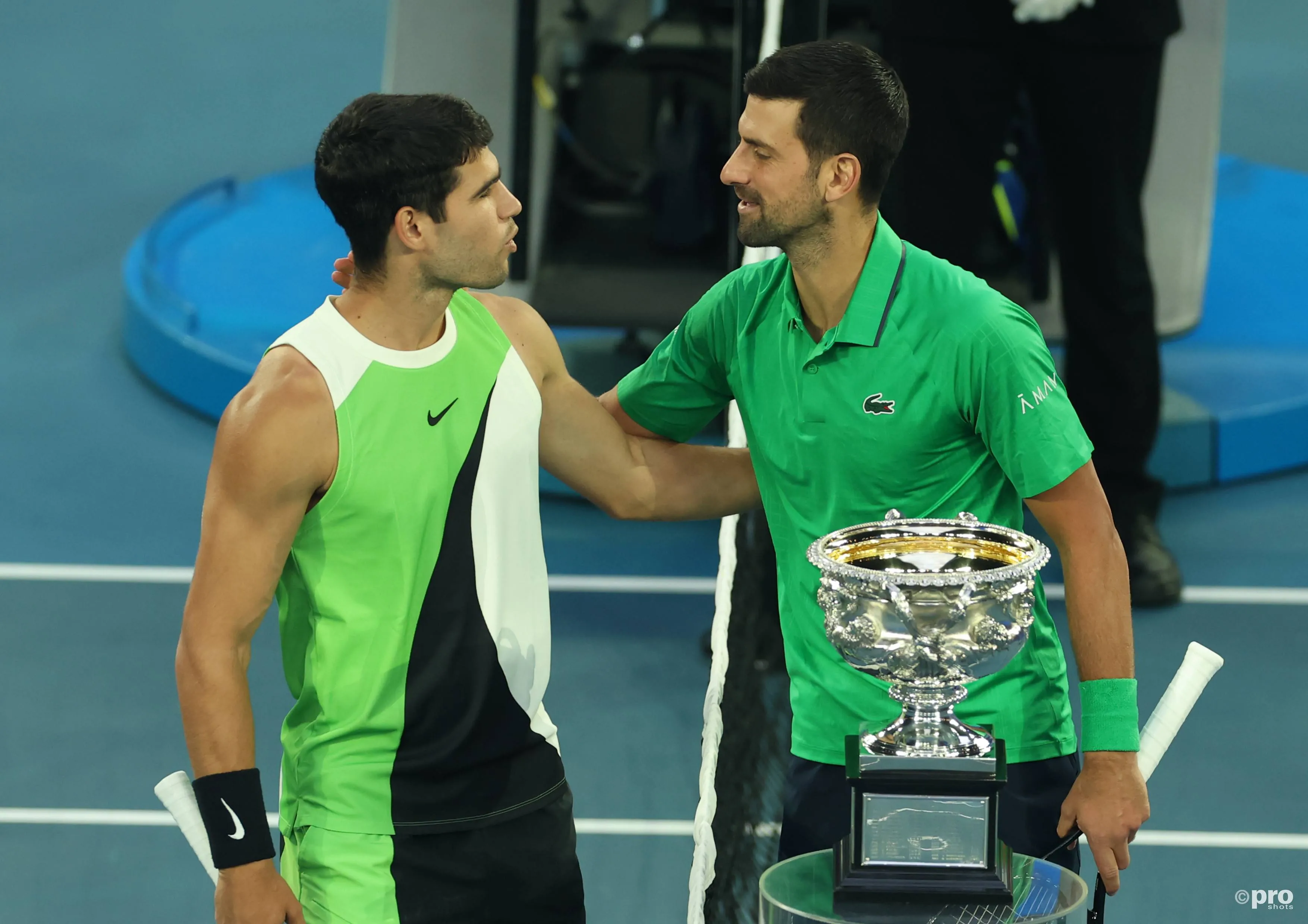 Novak Djokovic with Carlos Alcaraz.