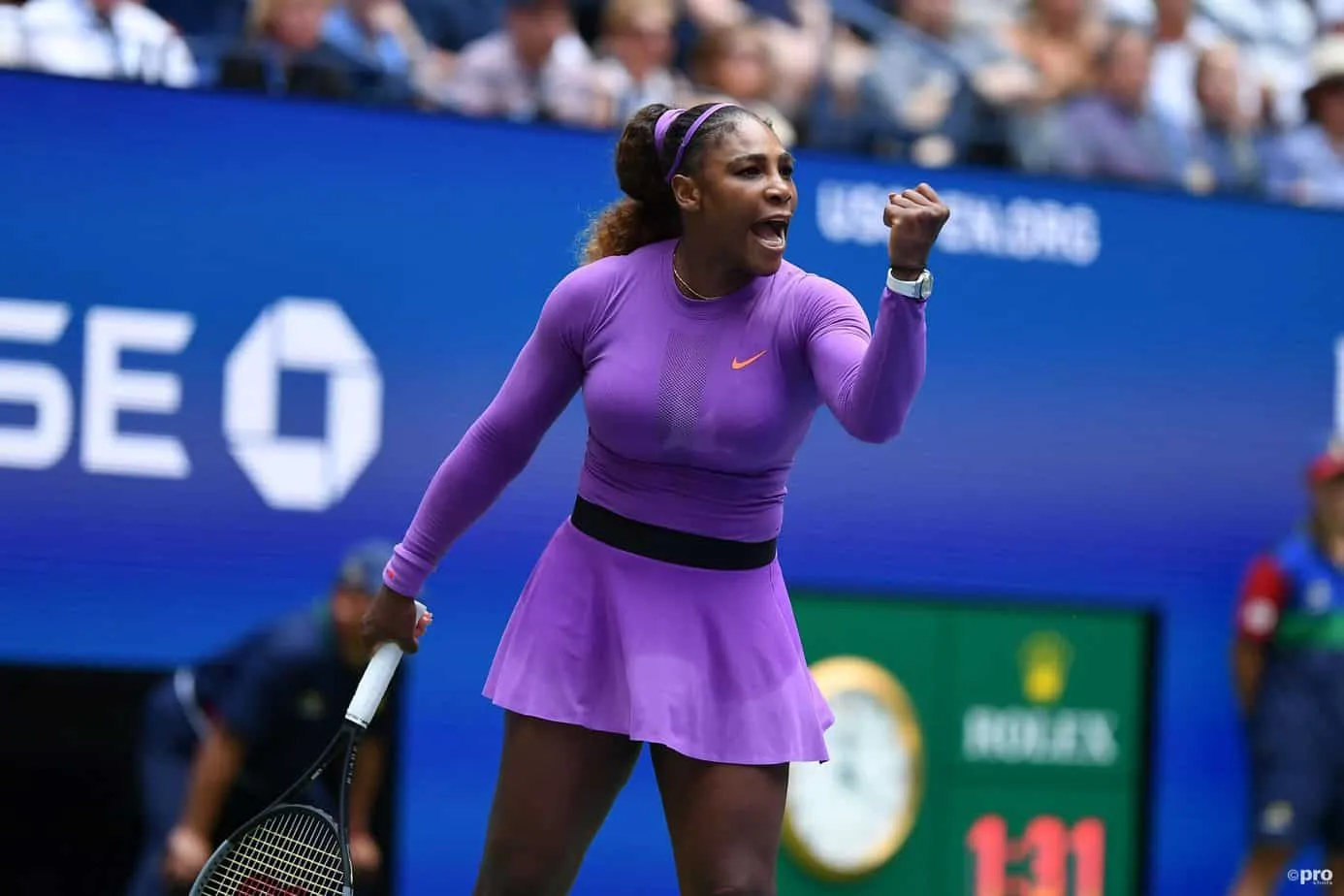 Serena Williams dances on the practice court