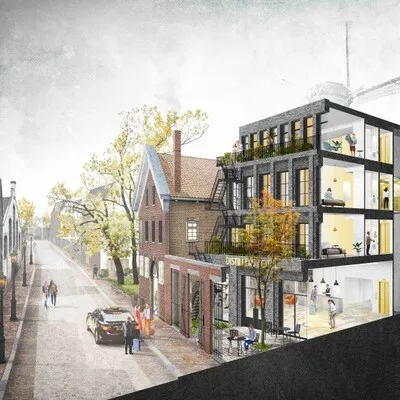 render van het nieuwe hotel