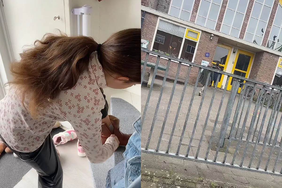 Zo kun je niet zijn: moeder brengt kinderen naar school op Tweede Paasdag