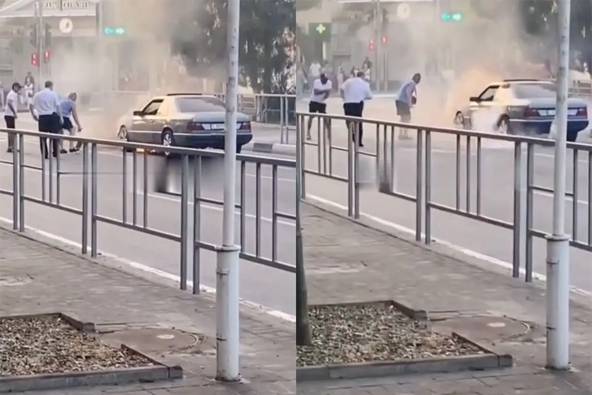 Brandblusser laten veranderen in een projectiel tijdens brand in Gelendzhik