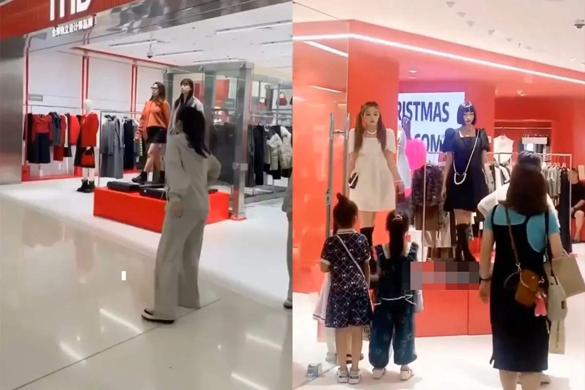Winkel in China gebruikt levende paspoppen