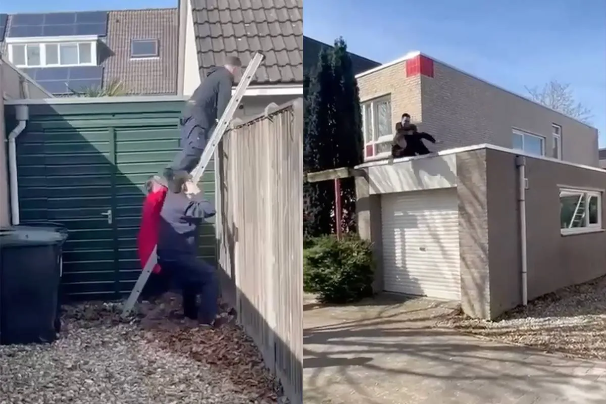 Klant weigert te betalen voor nieuw dak en duwt dakdekker van het dak af