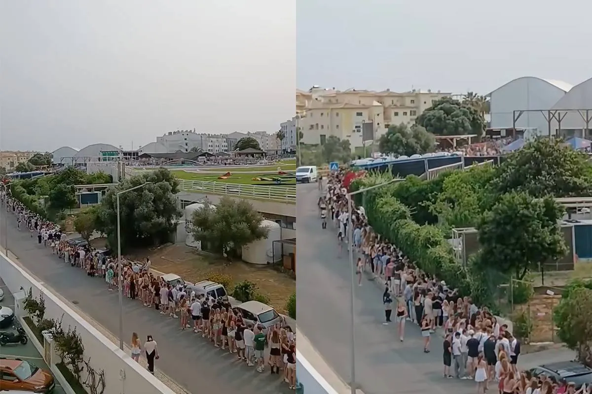 Hele lange rij in Albufeira gaat viraal