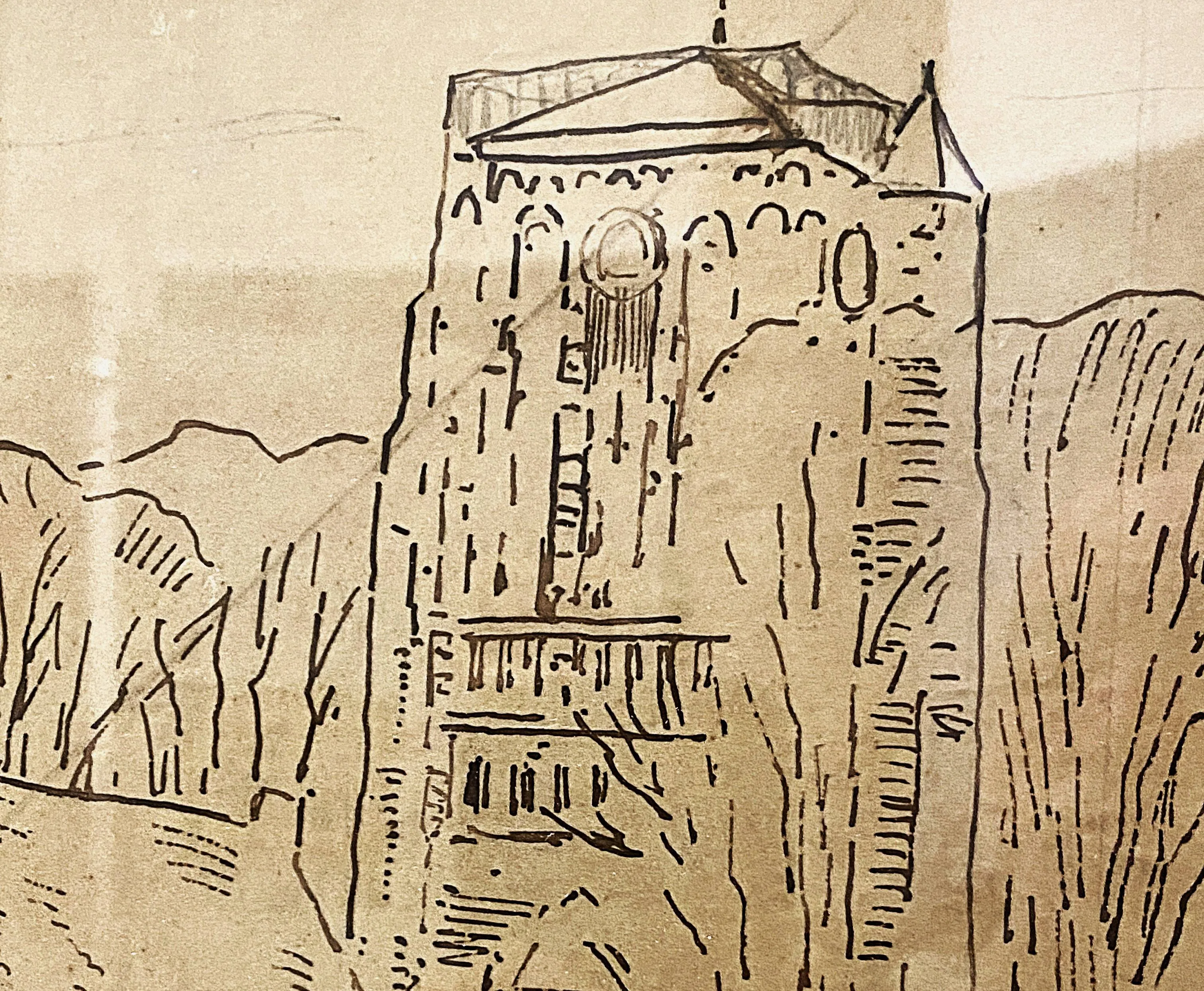 Fragment schilderij Gezicht op Vught van Frans Slager ca 1920