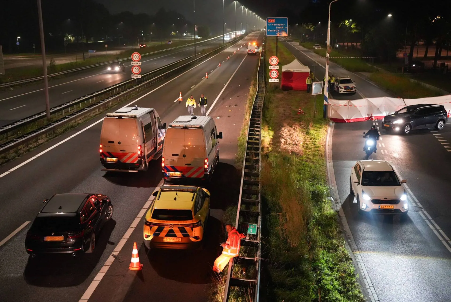 Vrouw (29) overlijdt bij oversteken A59 in Waalwijk