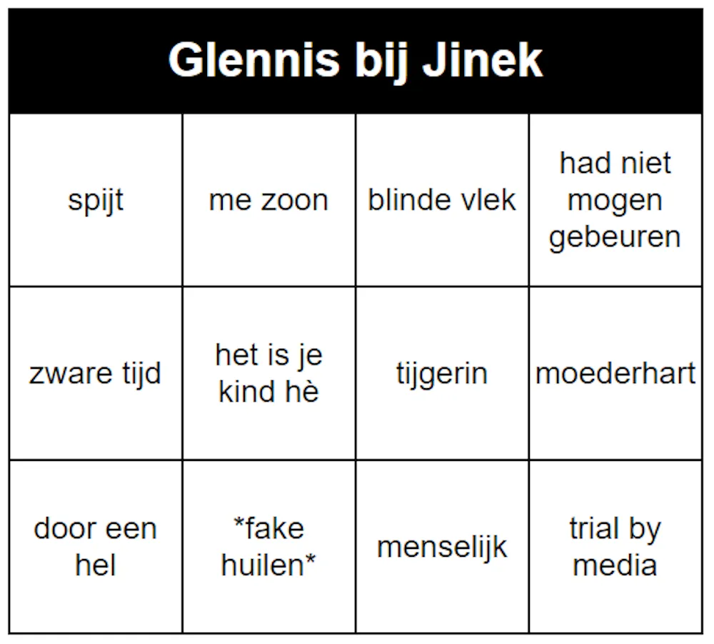 Glennis Grace probeert bij Jinek straatje schoon te vegen. Mislukt.