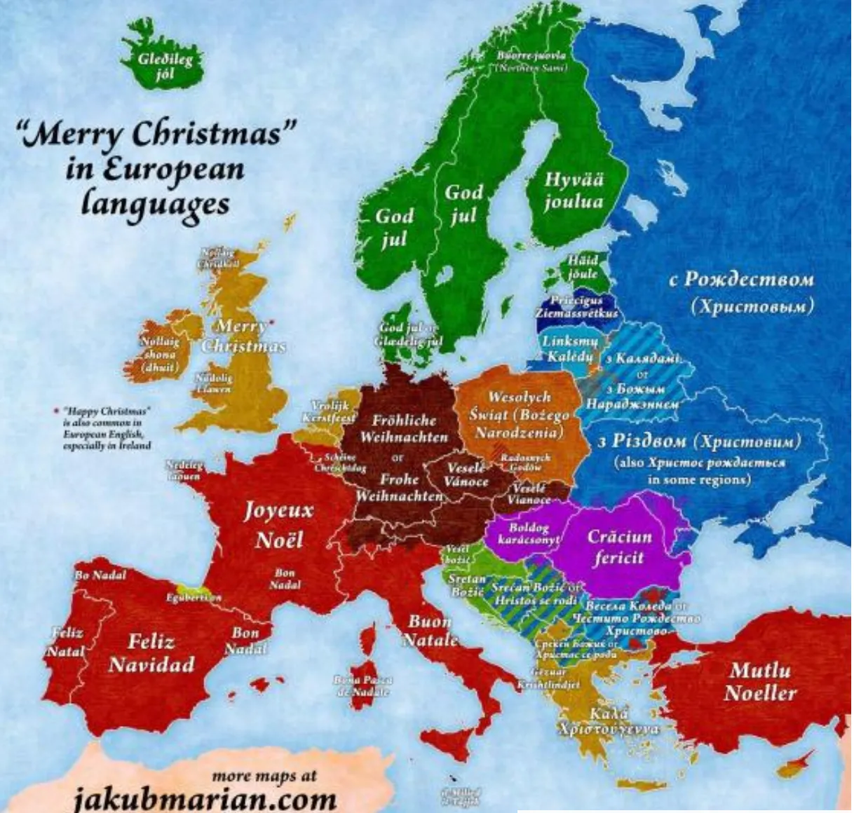 Hoe je 'vrolijk kerstfeest' zegt in andere Europese landen