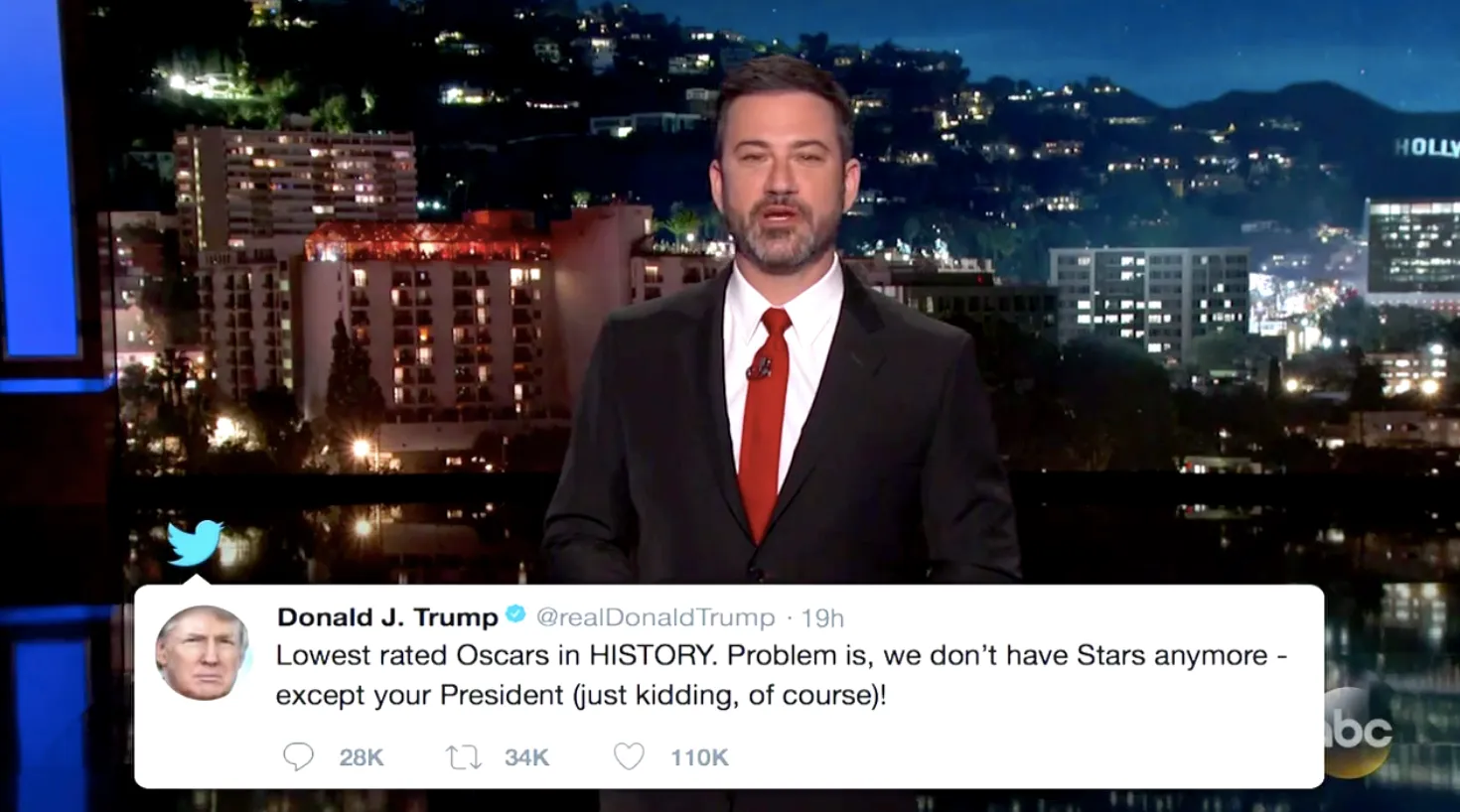 Jimmy Kimmel slaat terug