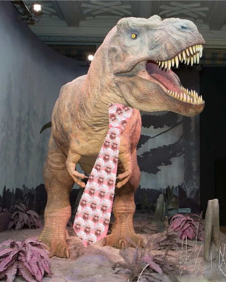 Waarom draagt koning Charles een dinosaurus-stropdas? 'Rex-cellent choice!'
