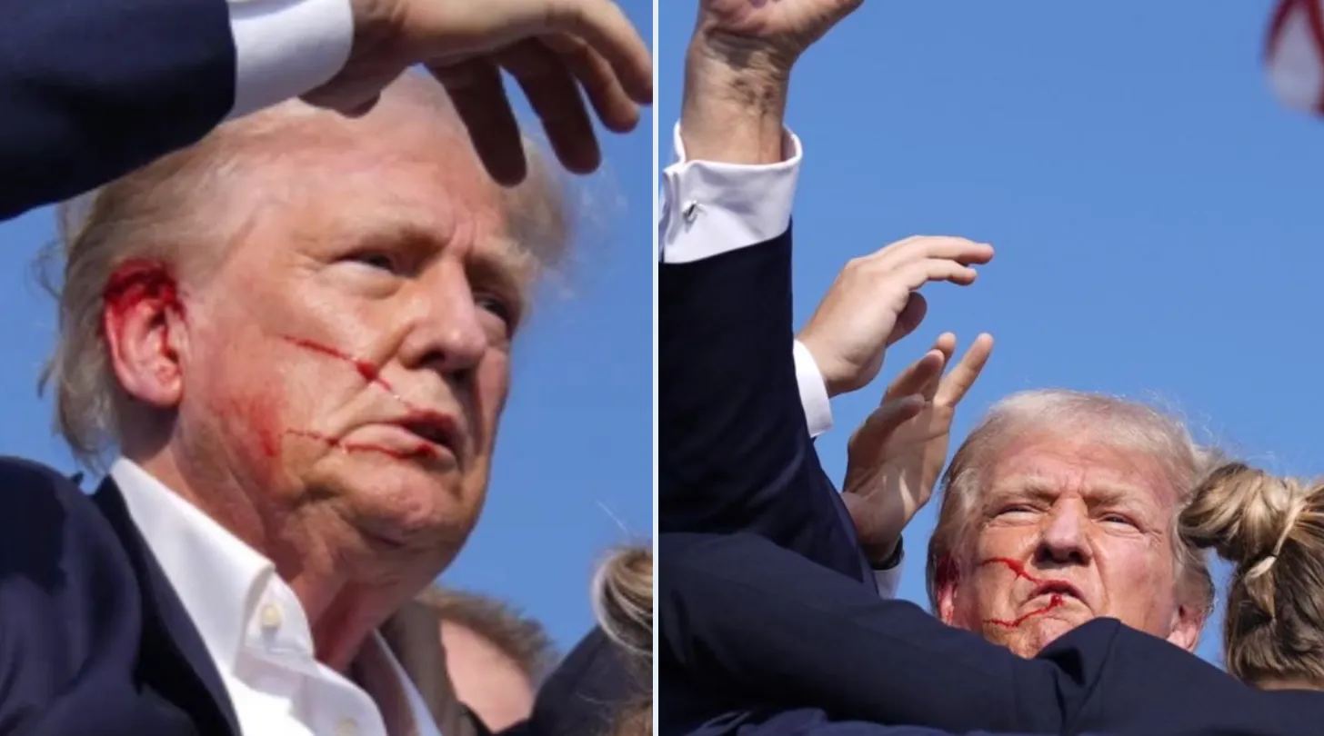 Trump beschoten en  in elkaar gezakt. Hij heeft aanslag overleefd