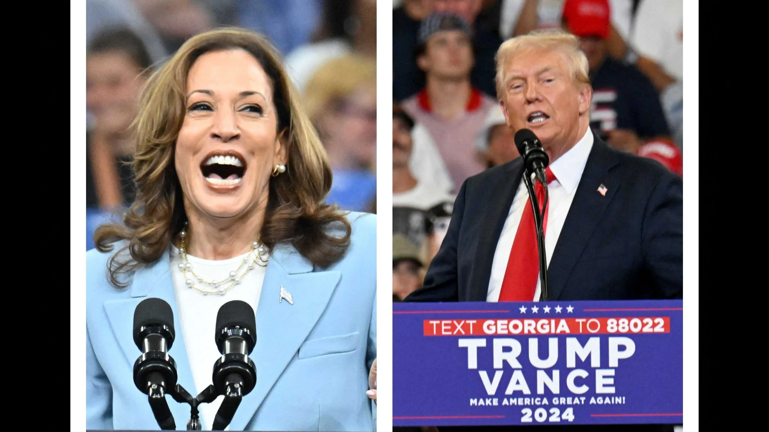 Vulgaire Trump provoceert door bericht over 'blowjob' Kamala Harris te verspreiden