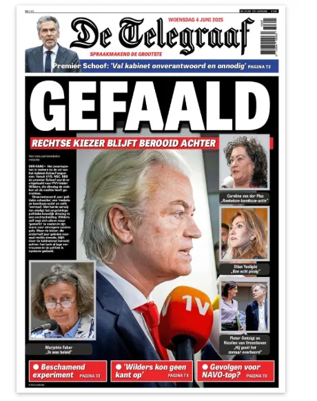 Schrikken voor Wilders: zelfs de Telegraaf geeft hem de schuld