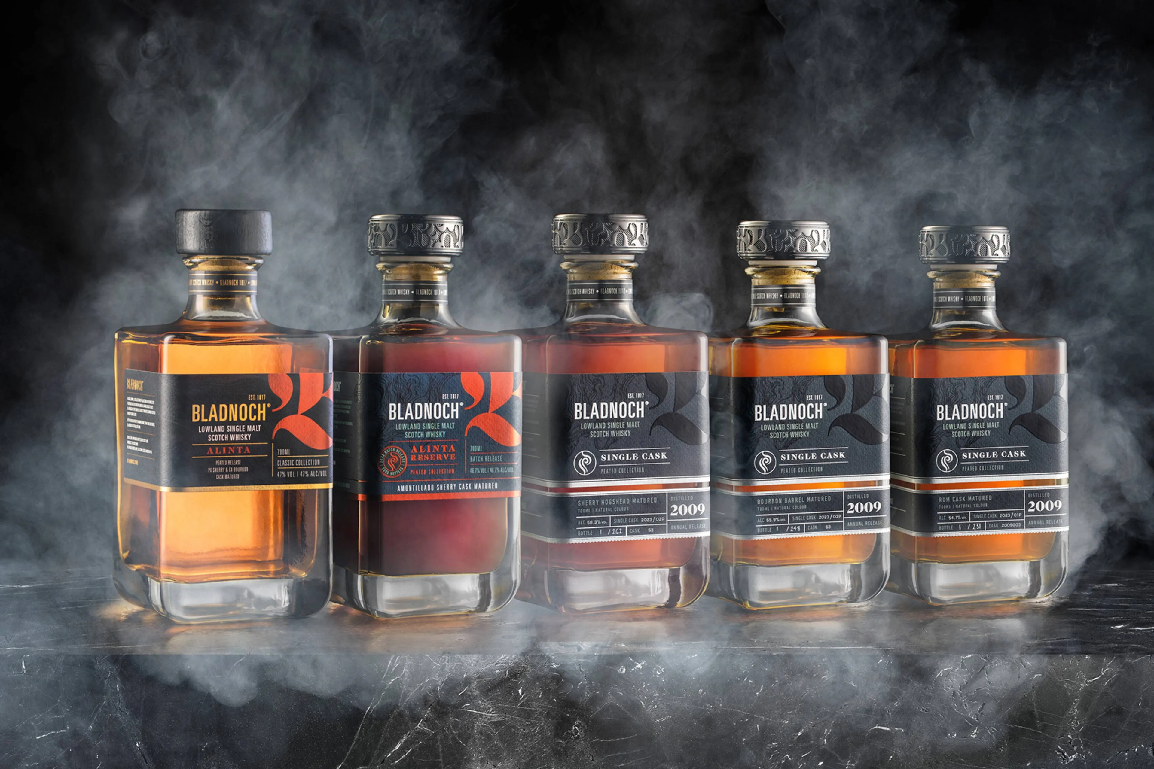 Bladnoch lanceert vier flink geturfde whisky's
