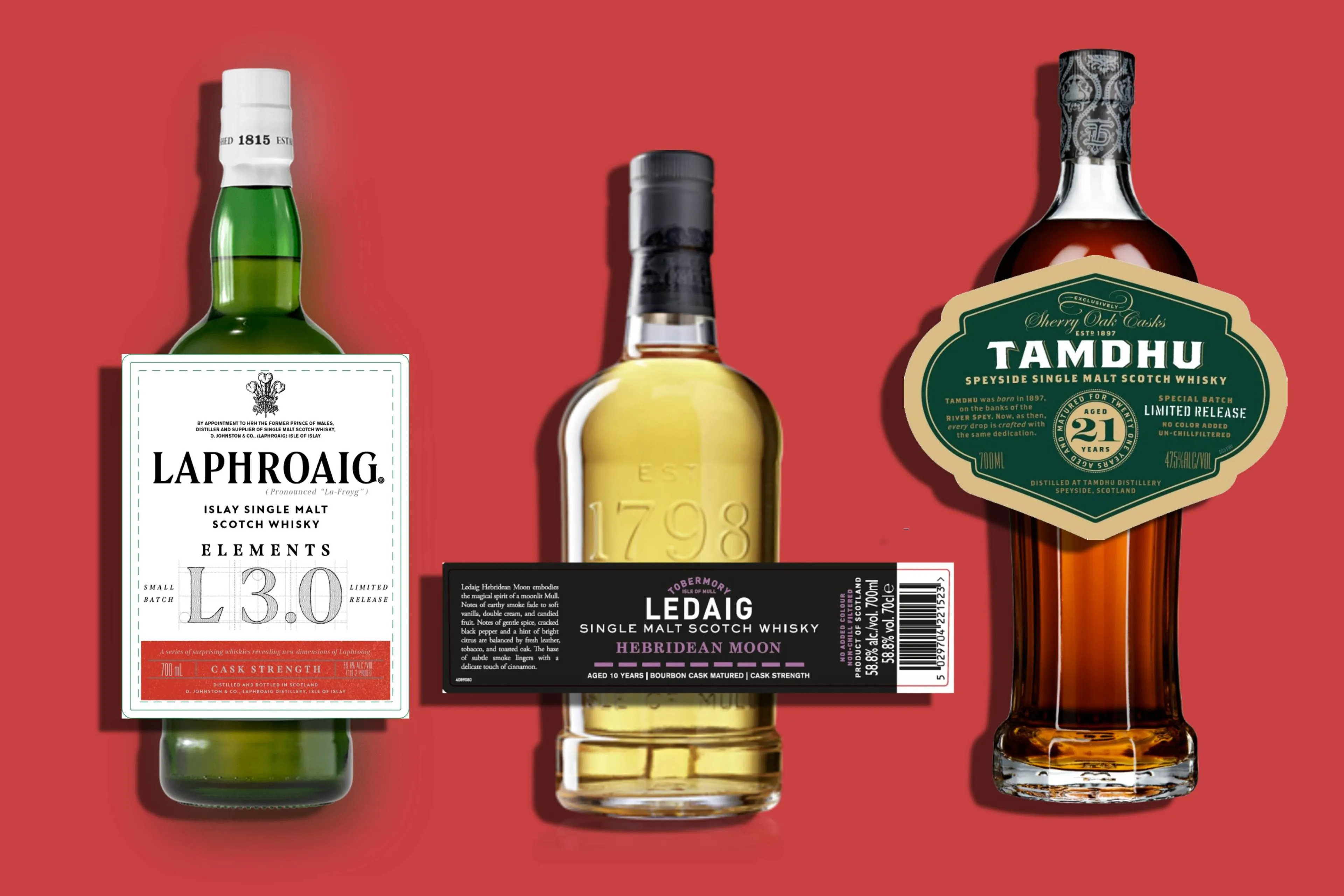 whiskylabels laphroag ledaig en tamdhu