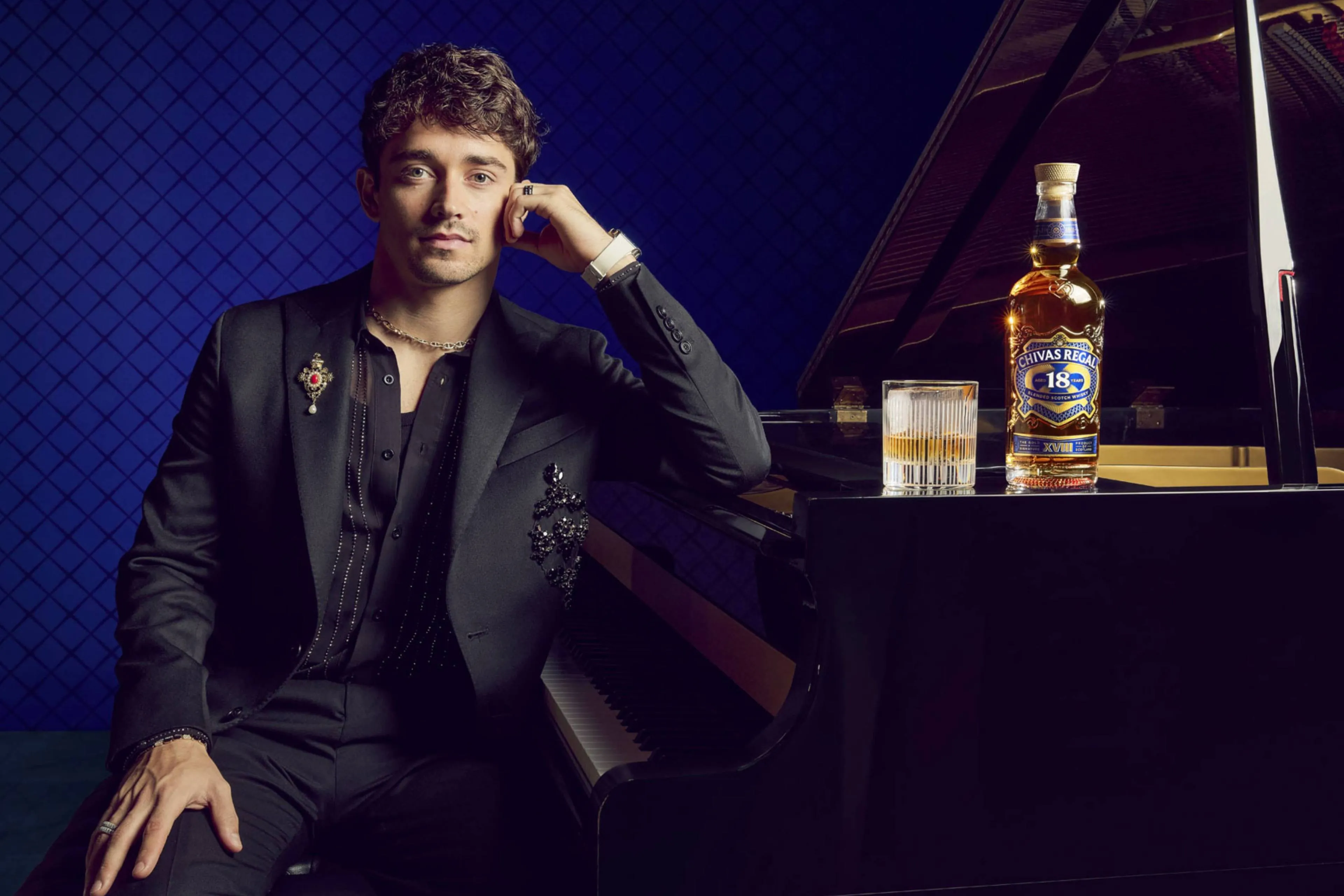 chivas regal x charles leclerc whisky formula 1 ferrari piano