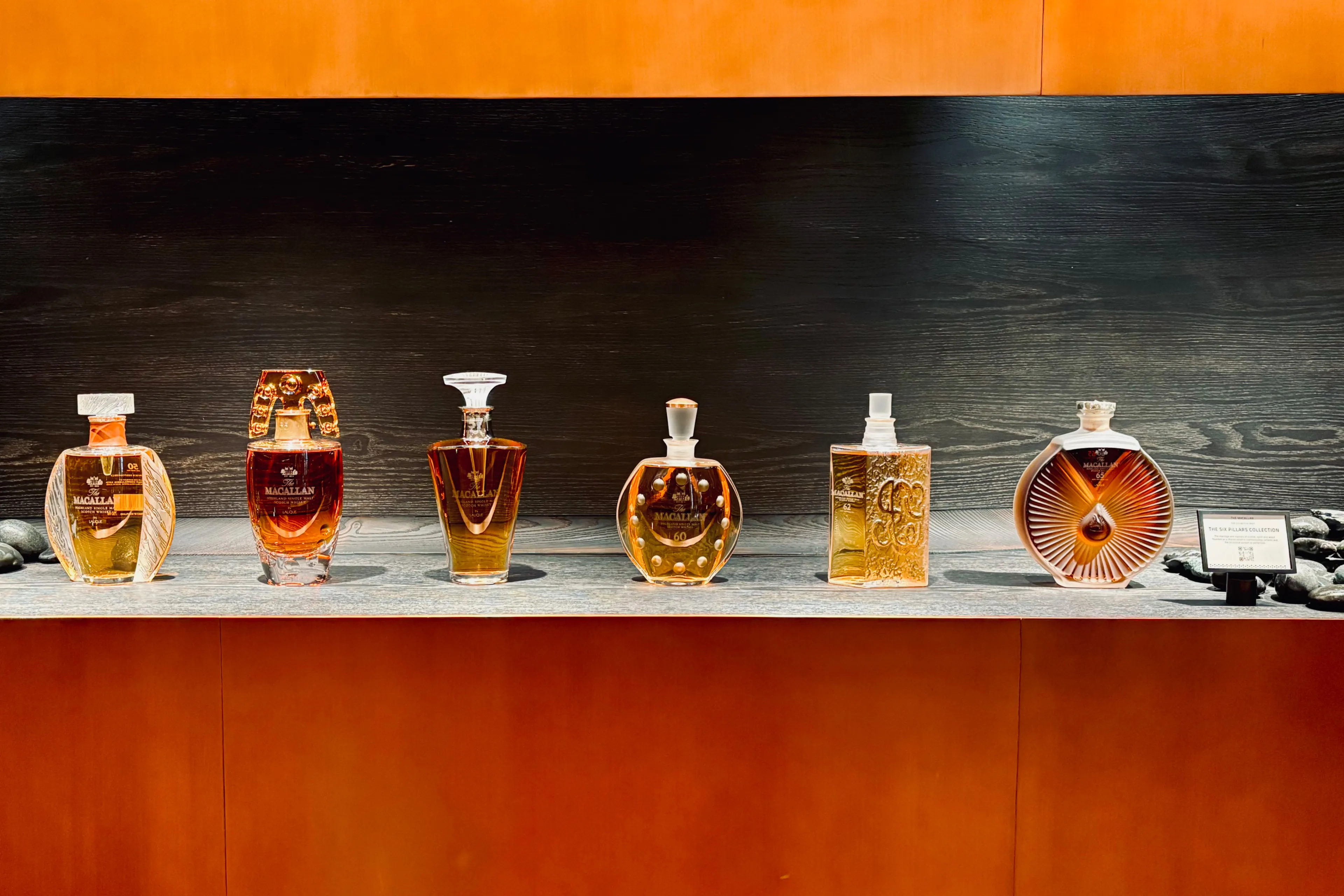 The Macallan House Singapore Six pillars of lalique display