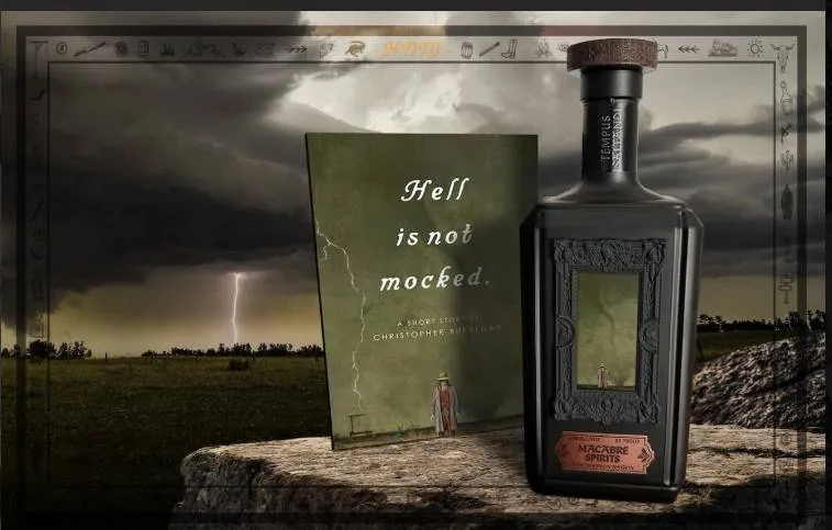 Hell Not Mocked whiskey bottle by macabre spirits
