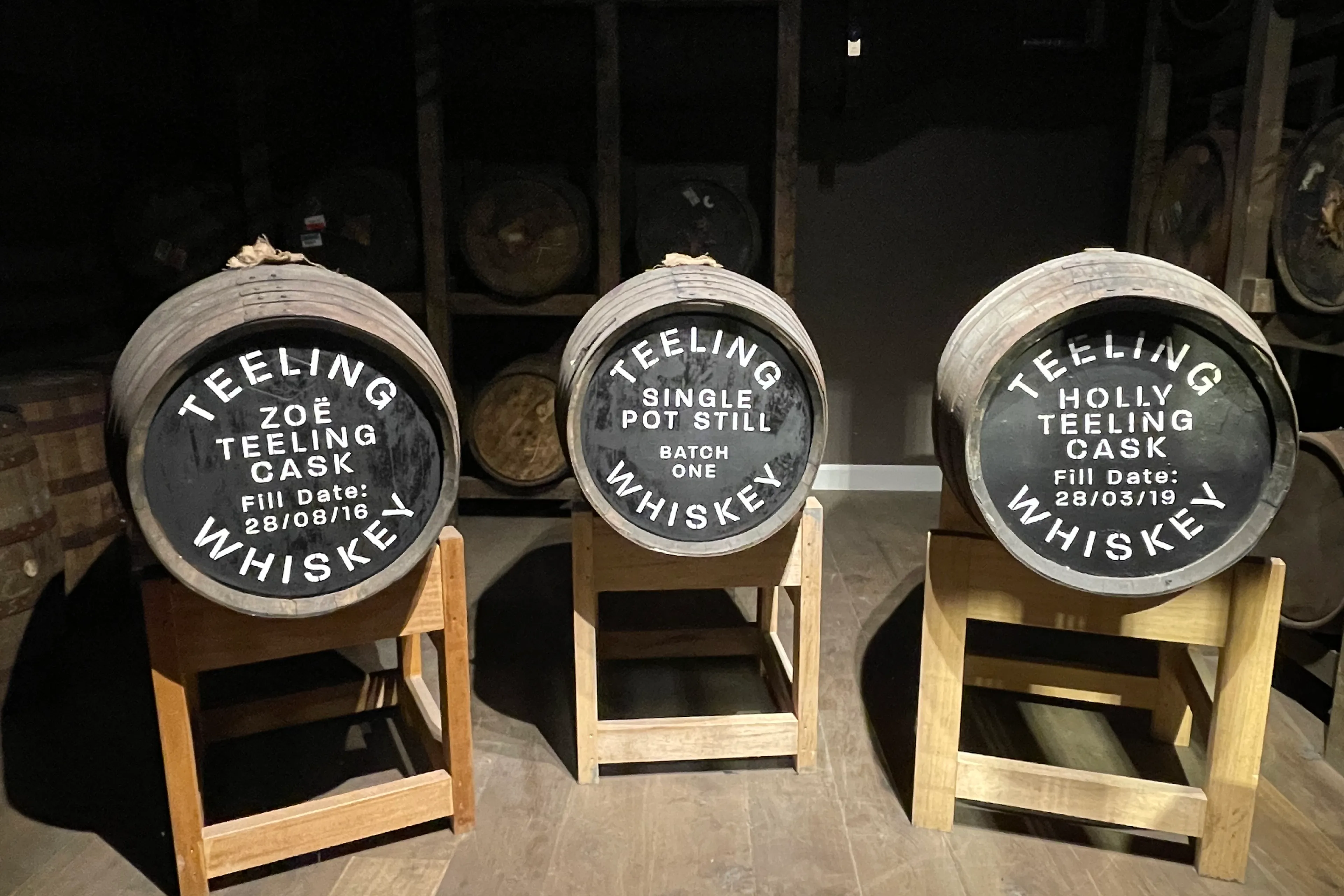 teeling-whiskey-family casks in Irish distillery
