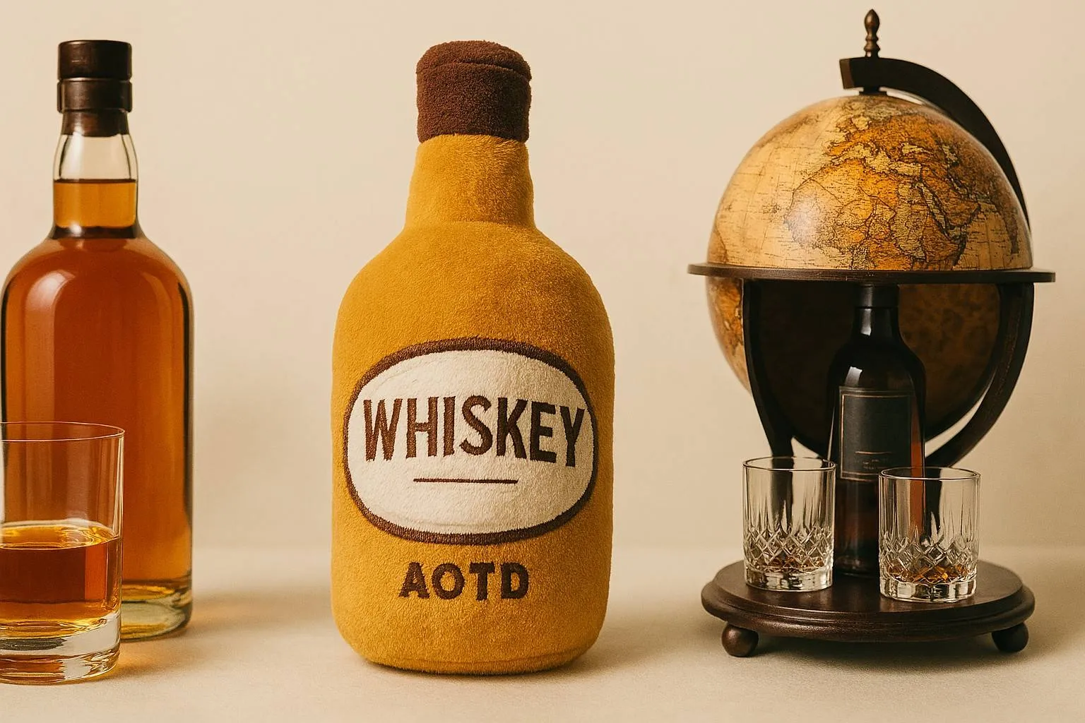 Knotsgekke whisky‑gadgets: van Whiskey Zippypaws tot wereldbol‑bar