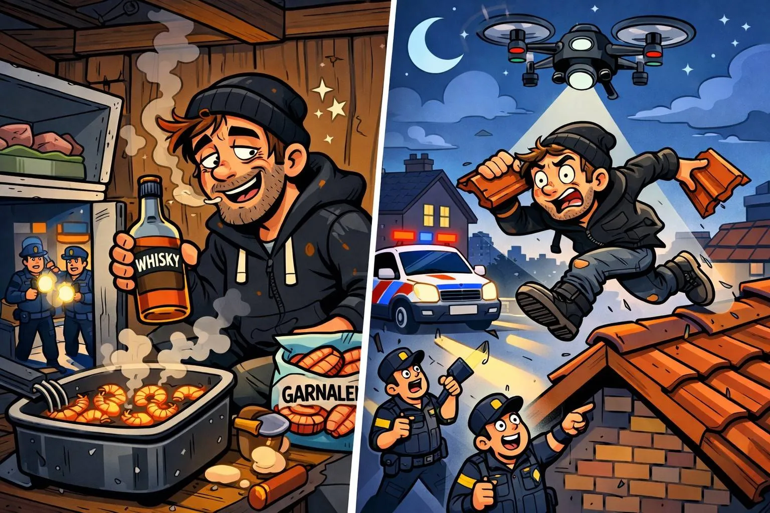 Burglar fries up shrimp, drains a bottle of whisky, and plunges IJmuiden into midnight mayhem