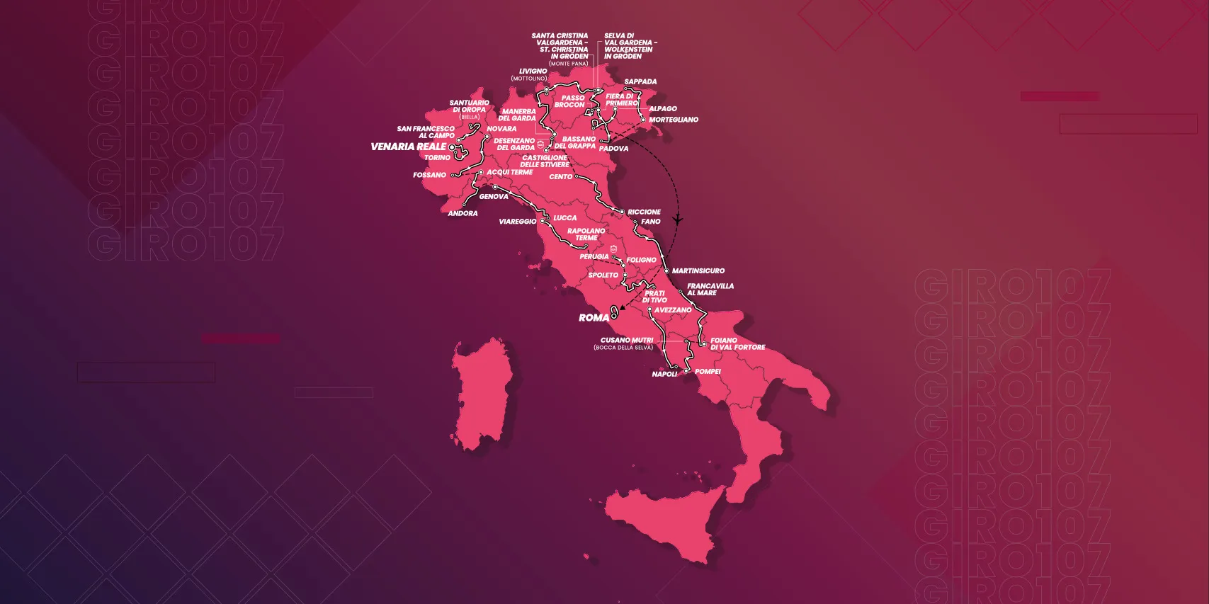 Parcours Giro d'Italia 2024 - 71 km tijdrijden, Gravel, Stelvio en dubbele Grappa beklimming