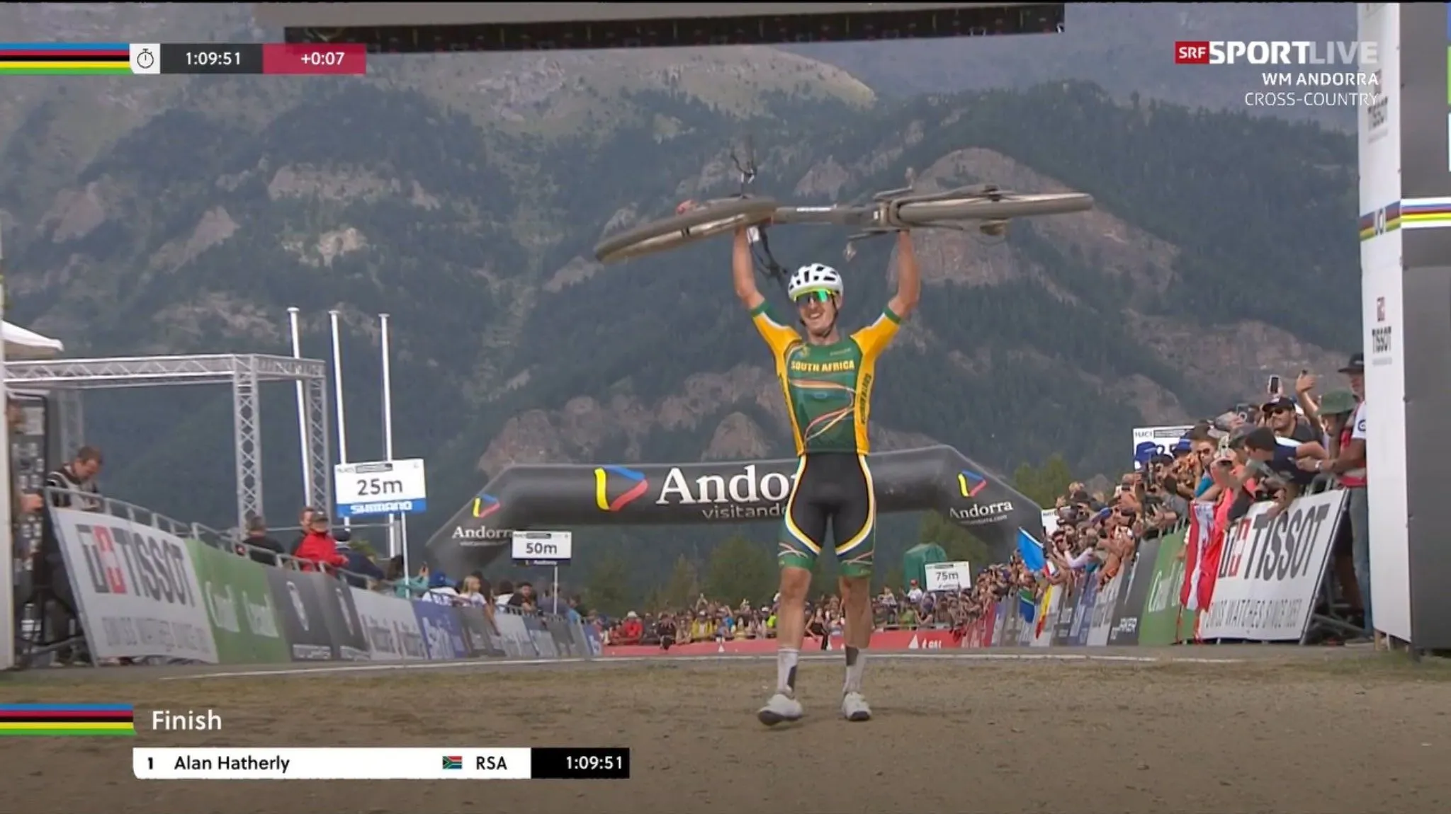 Tom Pidcock mist wereldtitel MTB terwijl Zuid-Afrikaan Alan Hatherly verrast