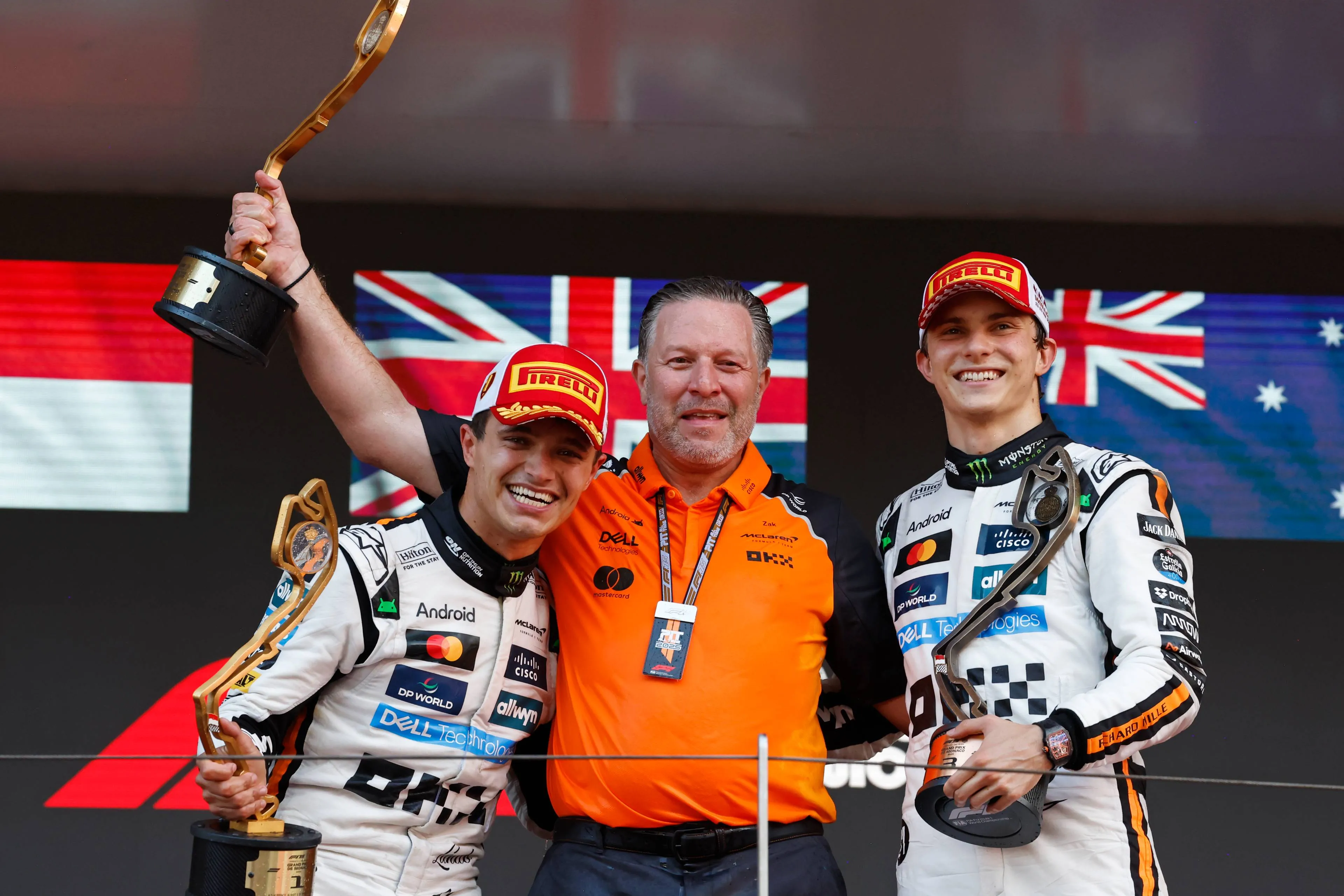 oscar piastri lando norris mclaren 2025 monaco gp zak brown