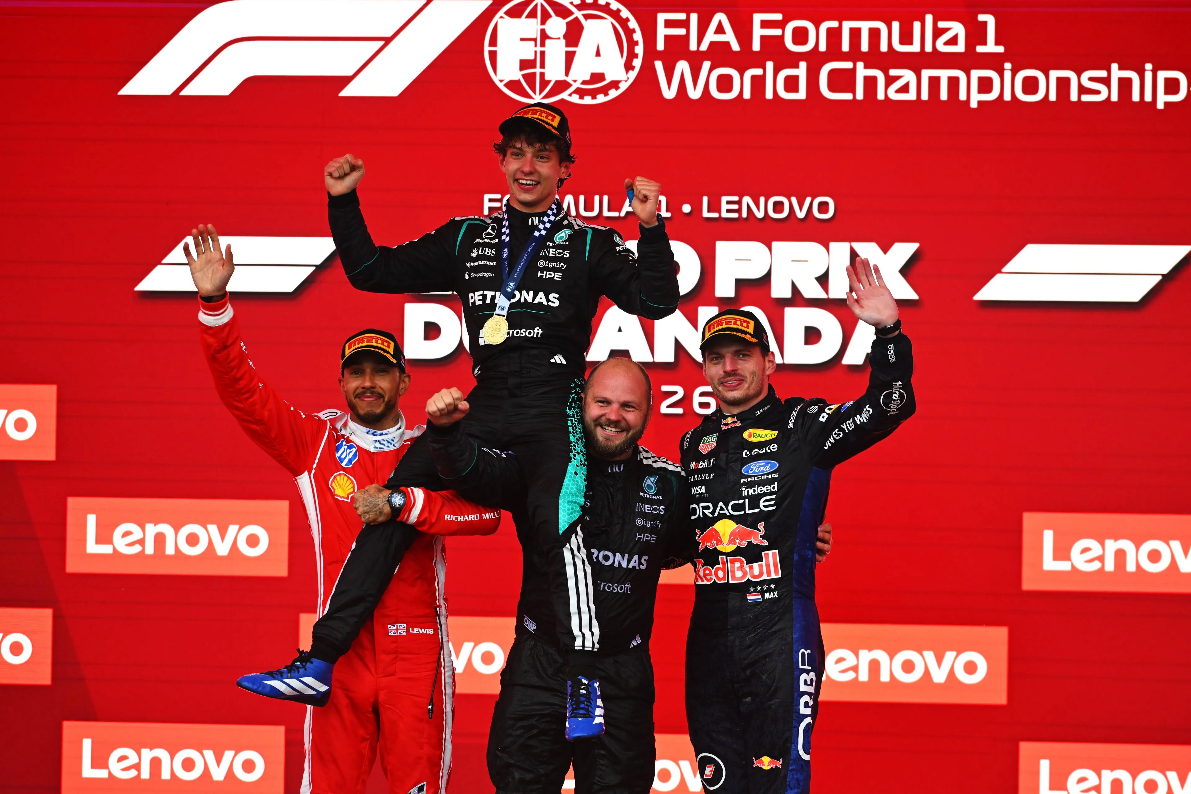 kimi-antonelli-mercedes-lewis-hamilton-ferrari-max-verstappen-red-bull-racing-2026-zondag-race-canada-podium