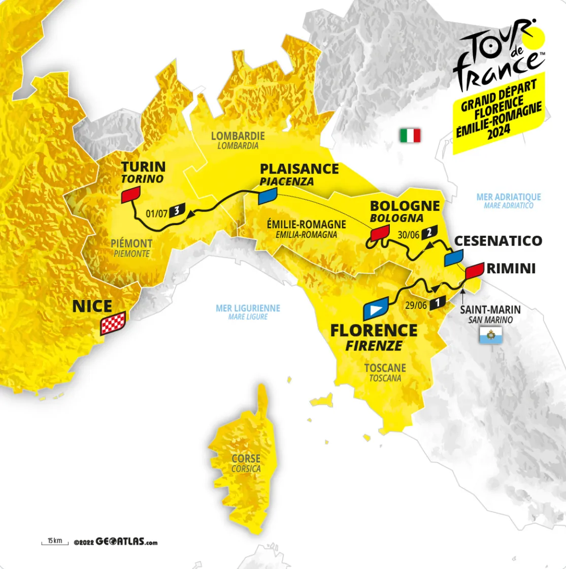 Officieel: Tour de France van 2024 start in Italië, openingsetappe telt bijna 4000 hoogtemeters