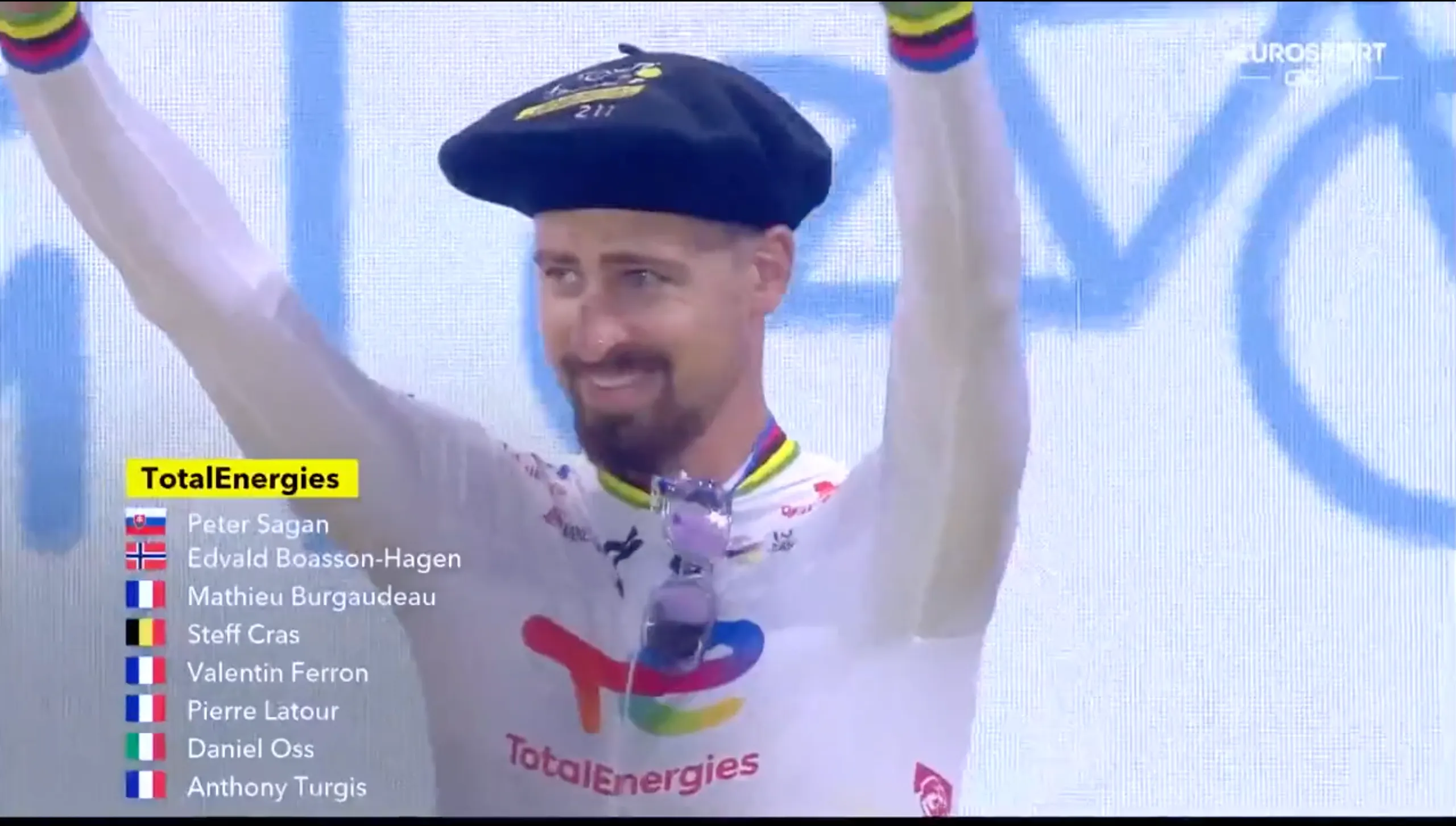 🎥 HAHA! Zijn laatste Tour, maar Peter Sagan steelt weer de show bij ploegenpresentatie in Bilbao!