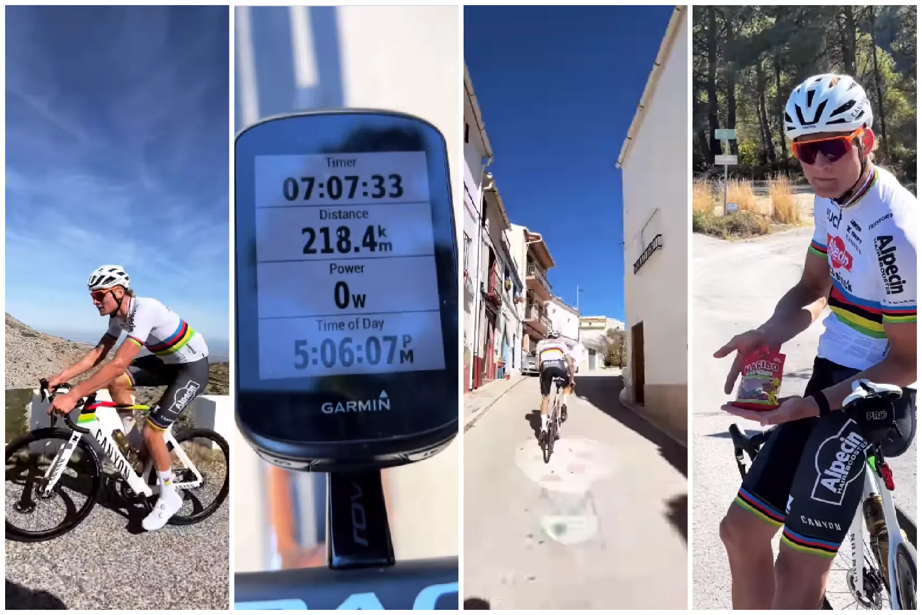 🎥 Evenepoel keert terug in Spanje bij Van der Poel en Ovett, die het (Haribo)beregezellig hebben