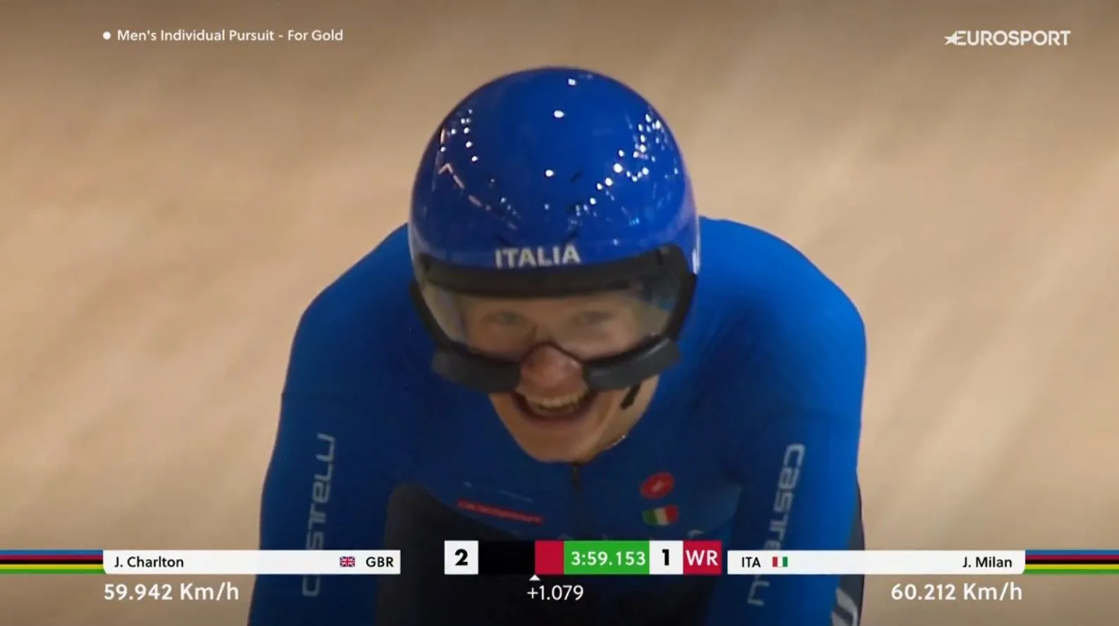 Wat een knaltijd! Jonathan Milan verbreekt wereldrecord van tegenstander in finale Individuele Achtervolging