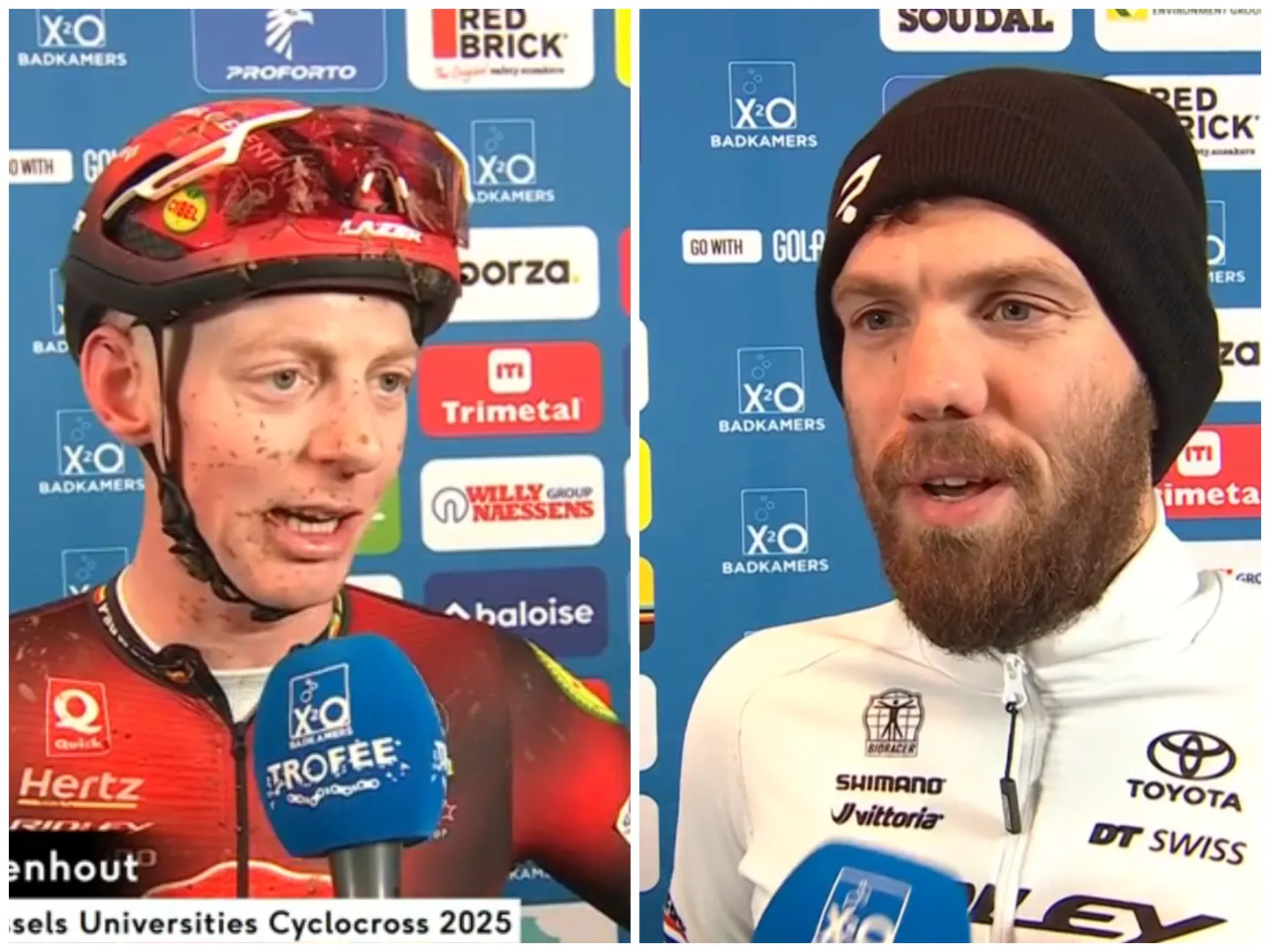 Een blij podium: Vanthourenhout merkte dat Nieuwenhuis beter was, die zelf niet beter kon; Van der Haar eindelijk goed in Brussel