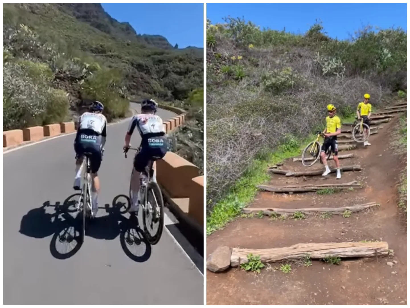 Terwijl Van Aert verlate crosstraining doet, volgt Roglic zijn voorbeeld door de zon op te zoeken in Tenerife