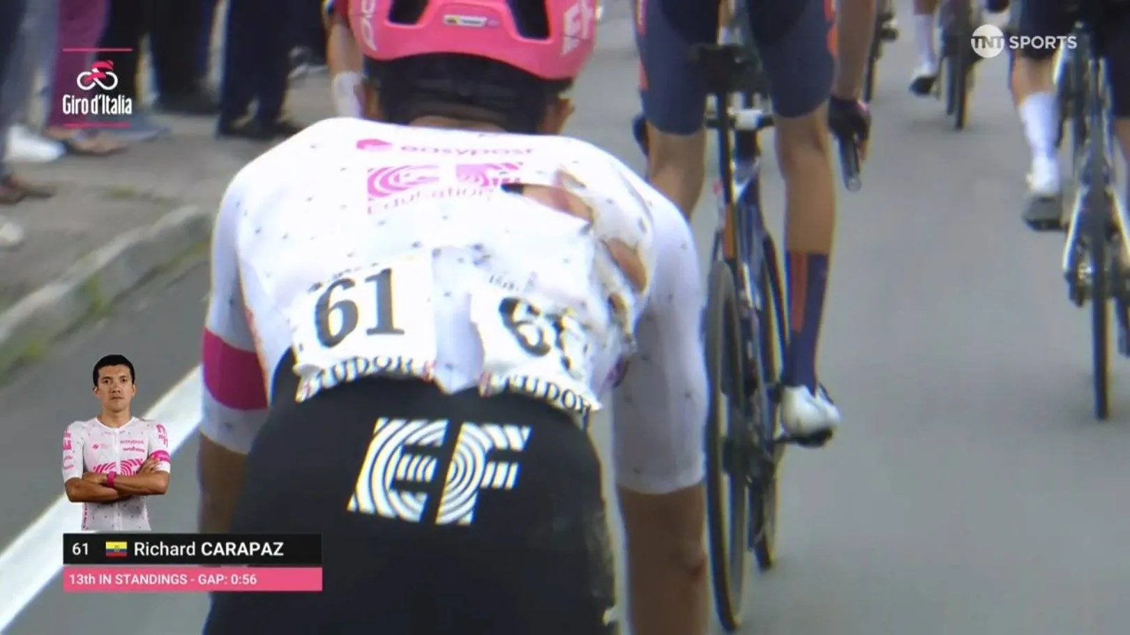 Bahrain (Caruso), UAE (Vine/Yates), EF (Carapaz), IPT (Gee) en Astana (Scaroni en Fortunato) komen met updates over gevallen renners