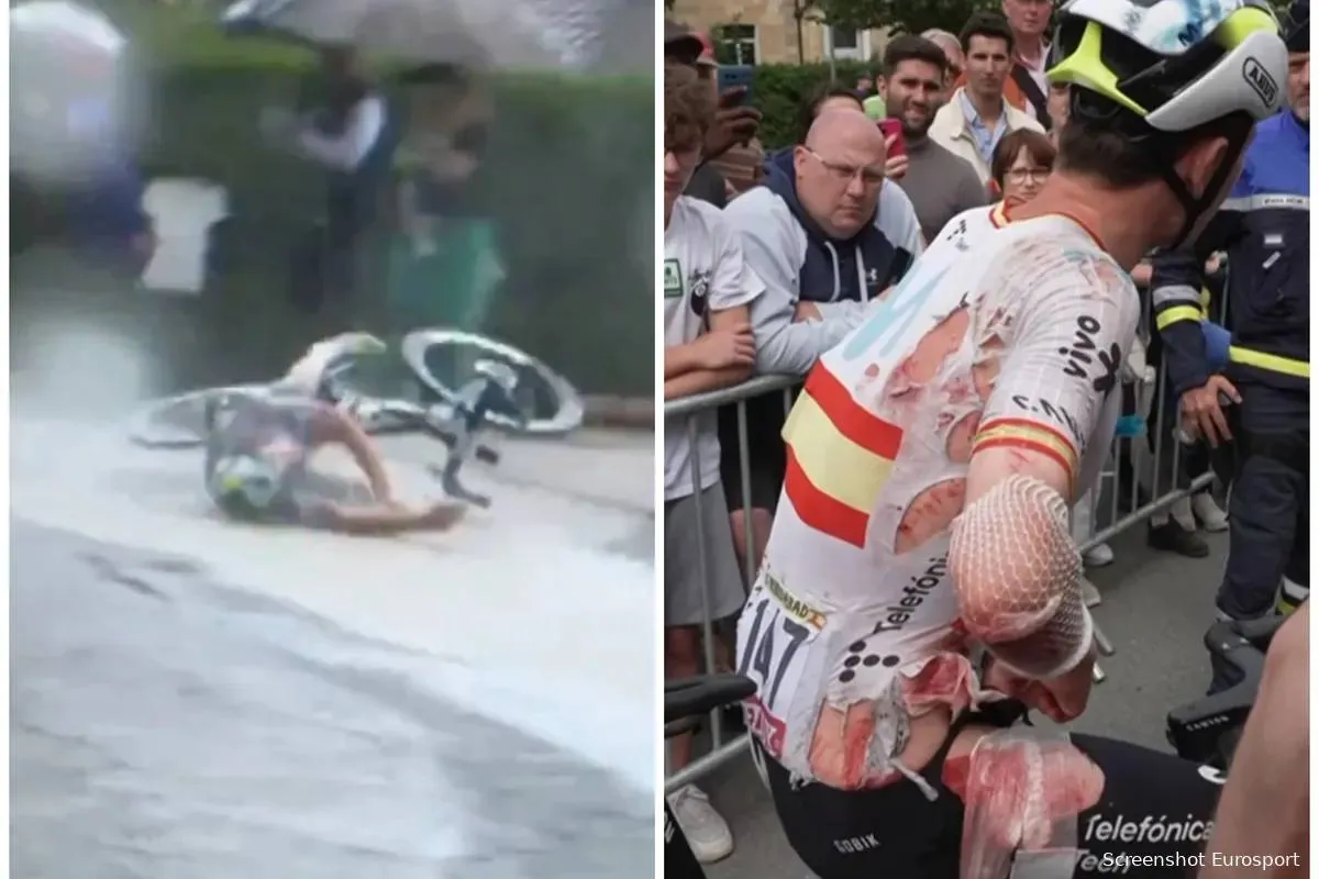 🎥 Romeo (Movistar) worst injured after nasty crash from promising position; Grégoire (Groupama-FDJ) also goes down
