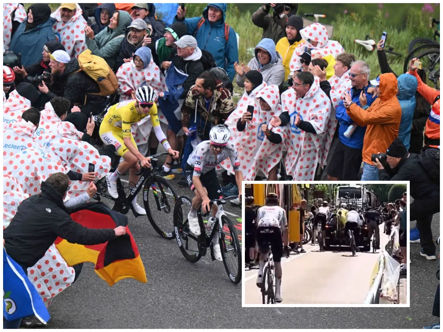 🎥 Brake check? Pogacar botste voor start koninginnenrit hard op Visma | Lease a Bike-auto