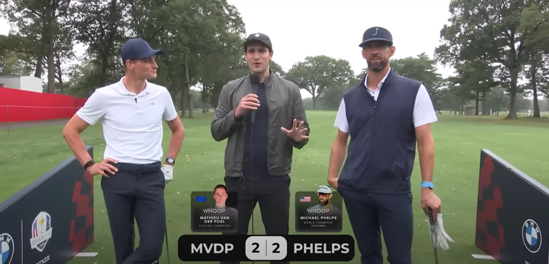 🎥 Mét beeld: hoe brengt Mathieu van der Poel het er vanaf in golfwedstrijd tegen olympische legende Michael Phelps?