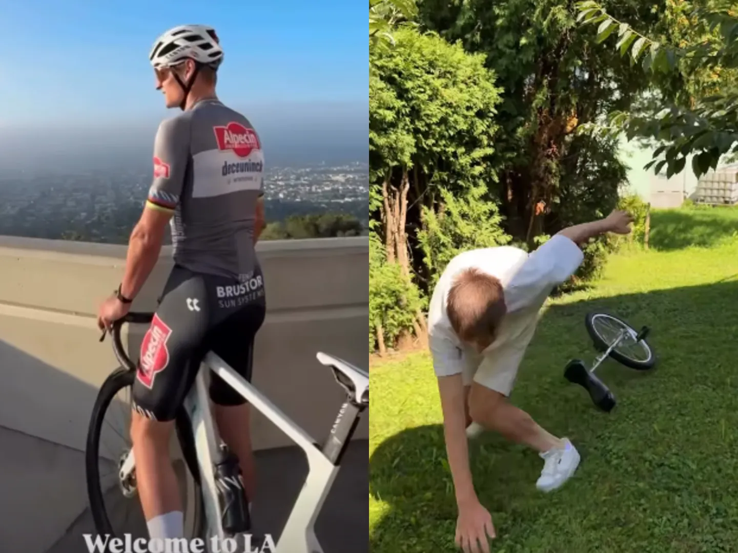 🎥 Terwijl Van der Poel groepsritje in LA rijdt, maakt Pogacar reclame voor 'Pogi-Challenge'; maar of UAE dat leuk vindt...