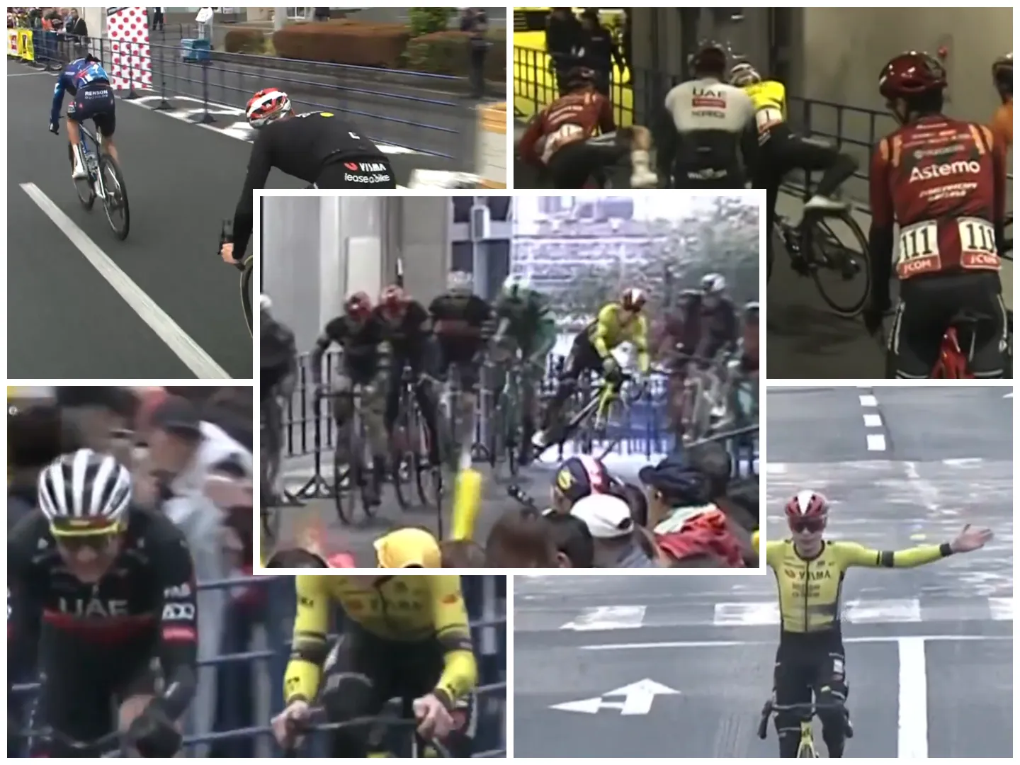 🎥 Vingegaard hits the deck in Japanese criterium, but is aided by UAE as he returns and snatches 'victory'