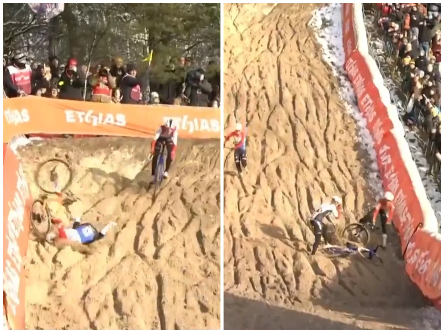 IJzige kuil van Zonhoven zorgt voor spektakel: Alvarado, Brand en Pieterse vallen en vechten erop los in geweldige cross