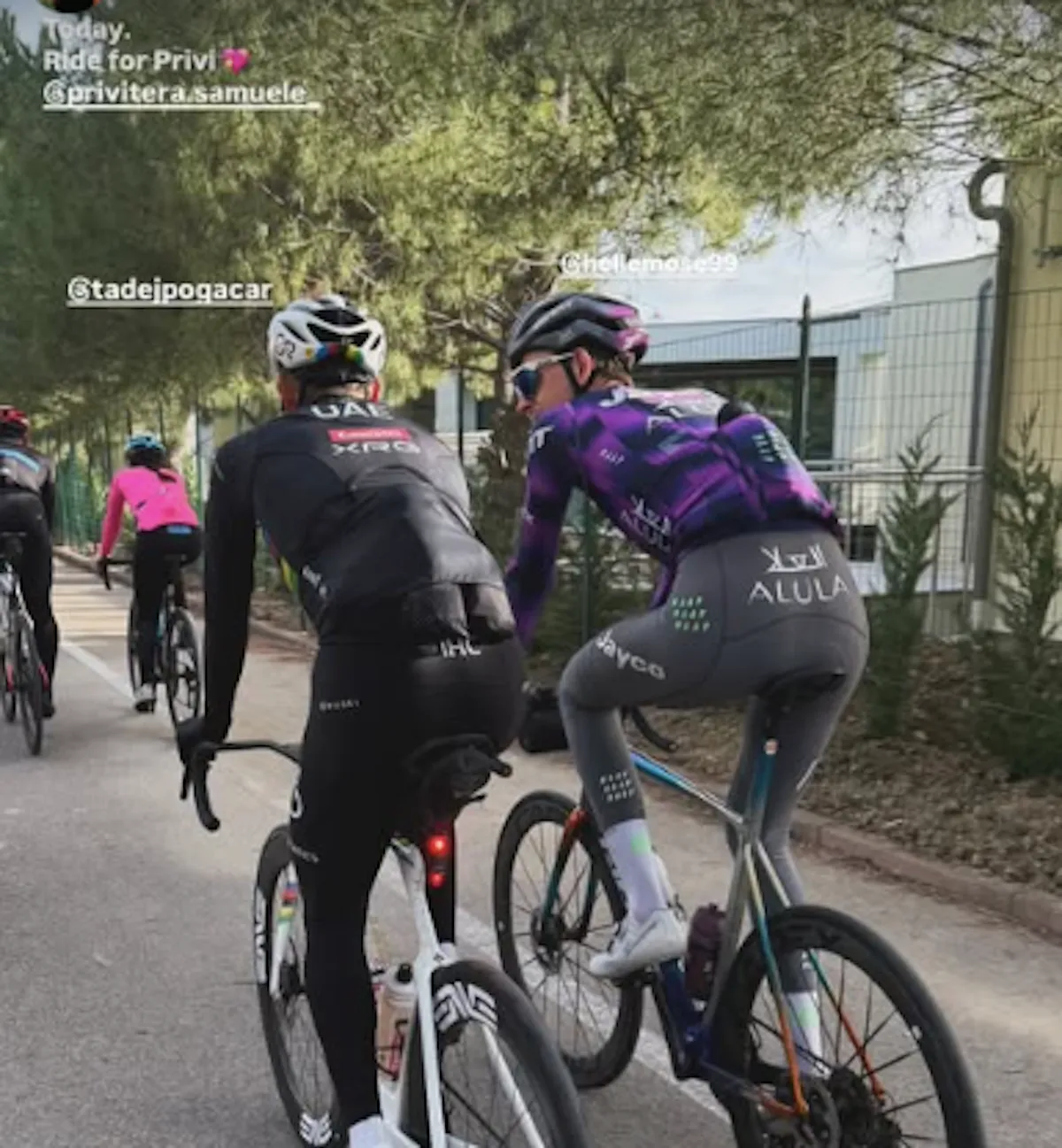 Tadej Pogacar makes time in Italy to pay his respects to late rider