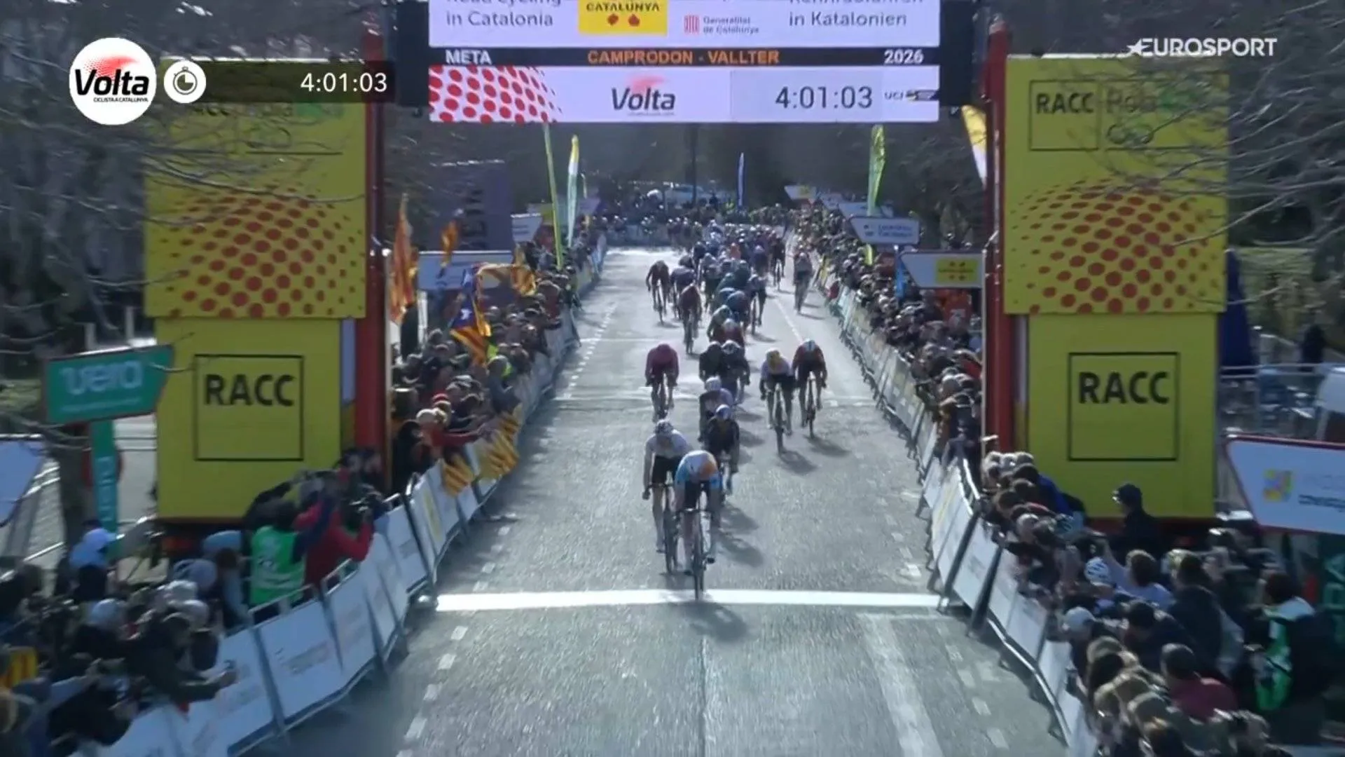 Ethan Vernon wins stripped-back Catalonia stage as Evenepoel comes through day safely