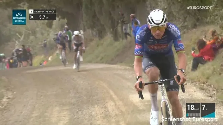 Mathieu van der Poel explains his tactical approach in the finale after Tirreno-Adriatico gravel-stage win