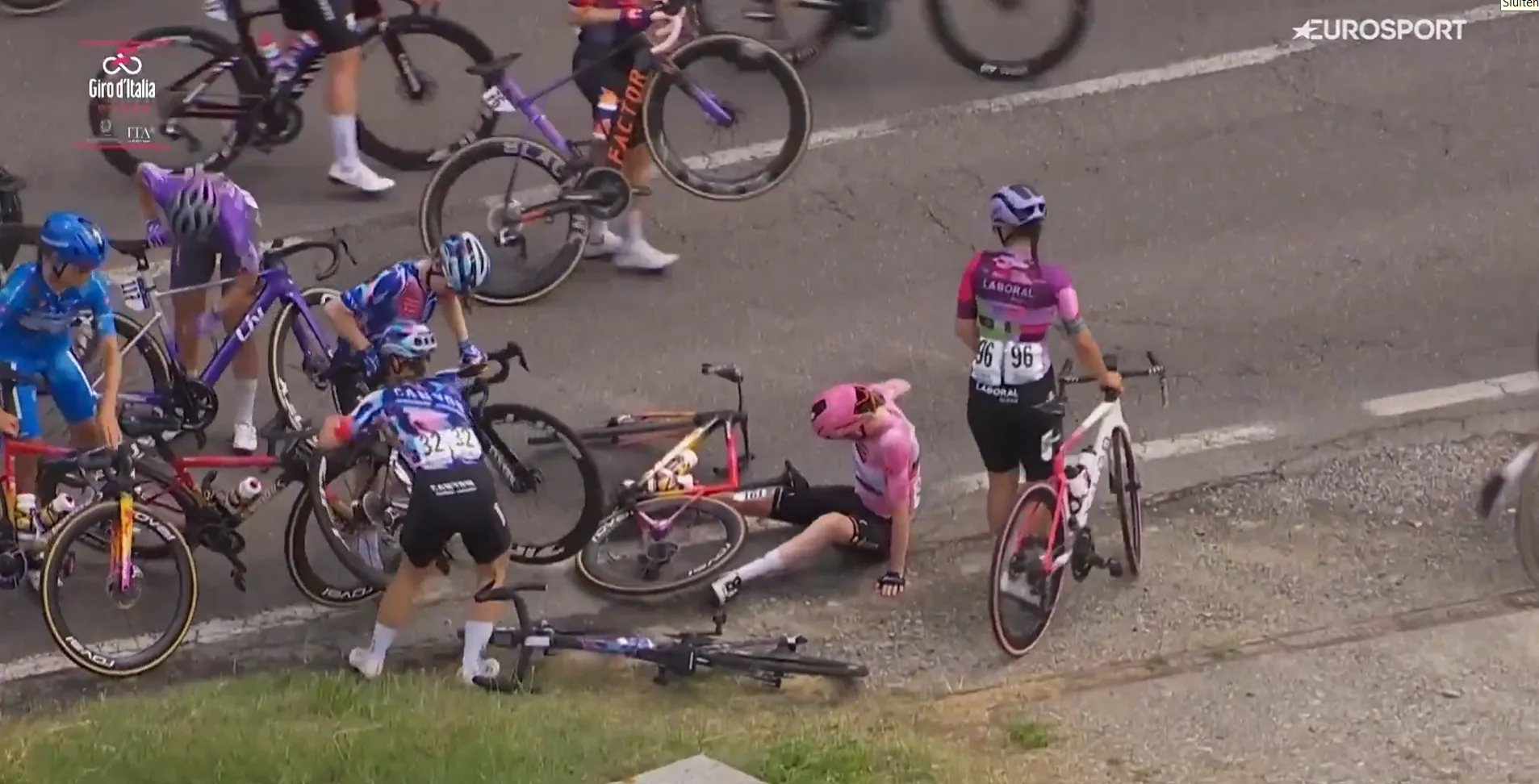 How is pink jersey Anna van der Breggen after heavy crash at the women’s Giro d’Italia?
