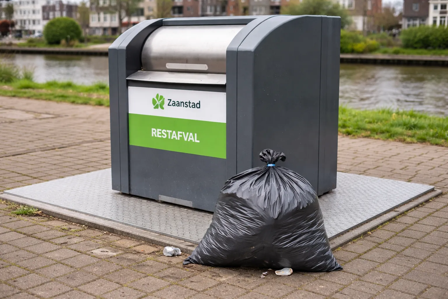 Overvolle vuilniszak in Zaanstad
